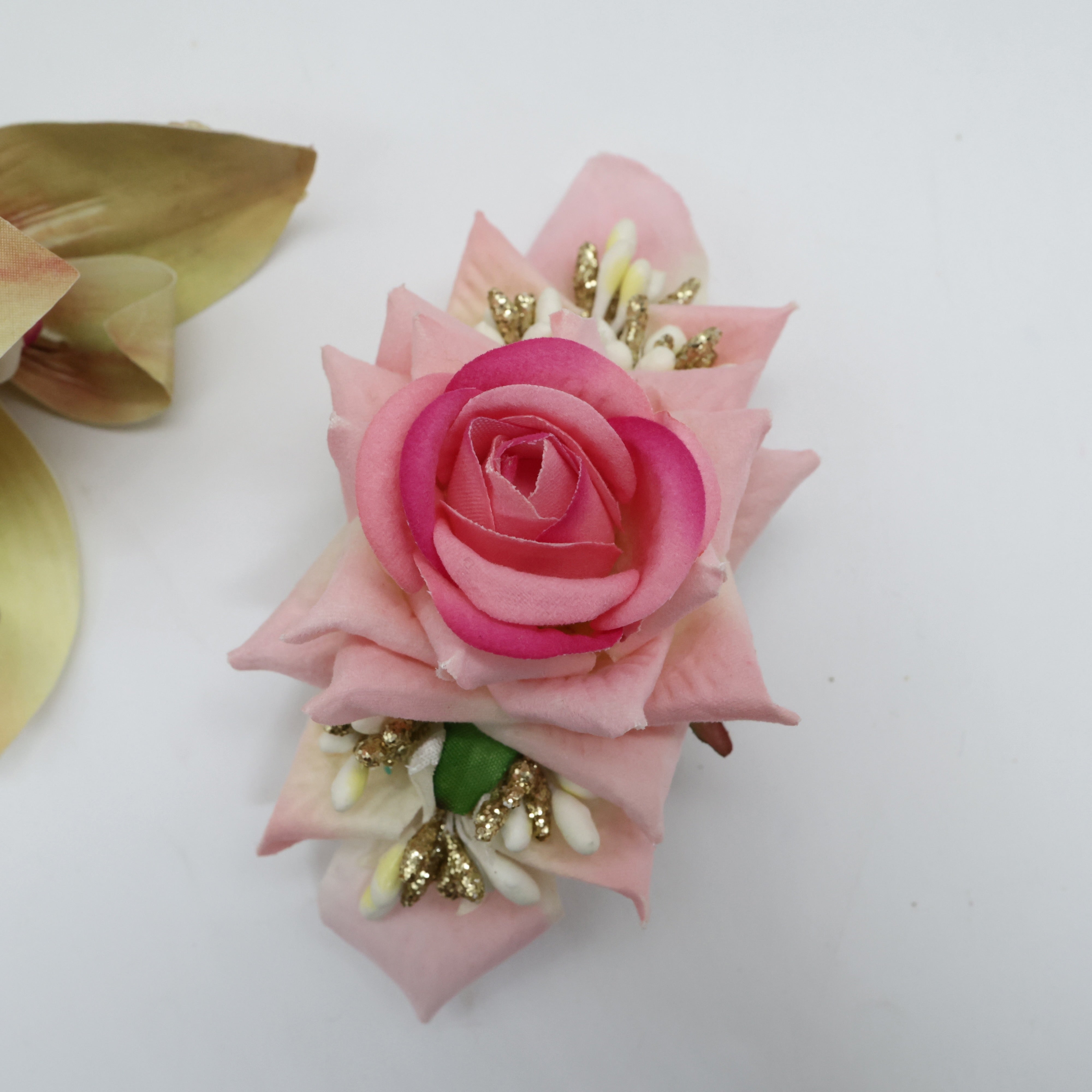 Real Look Rose Pollens Fancy Flower French Barrette Hair Clip For Women