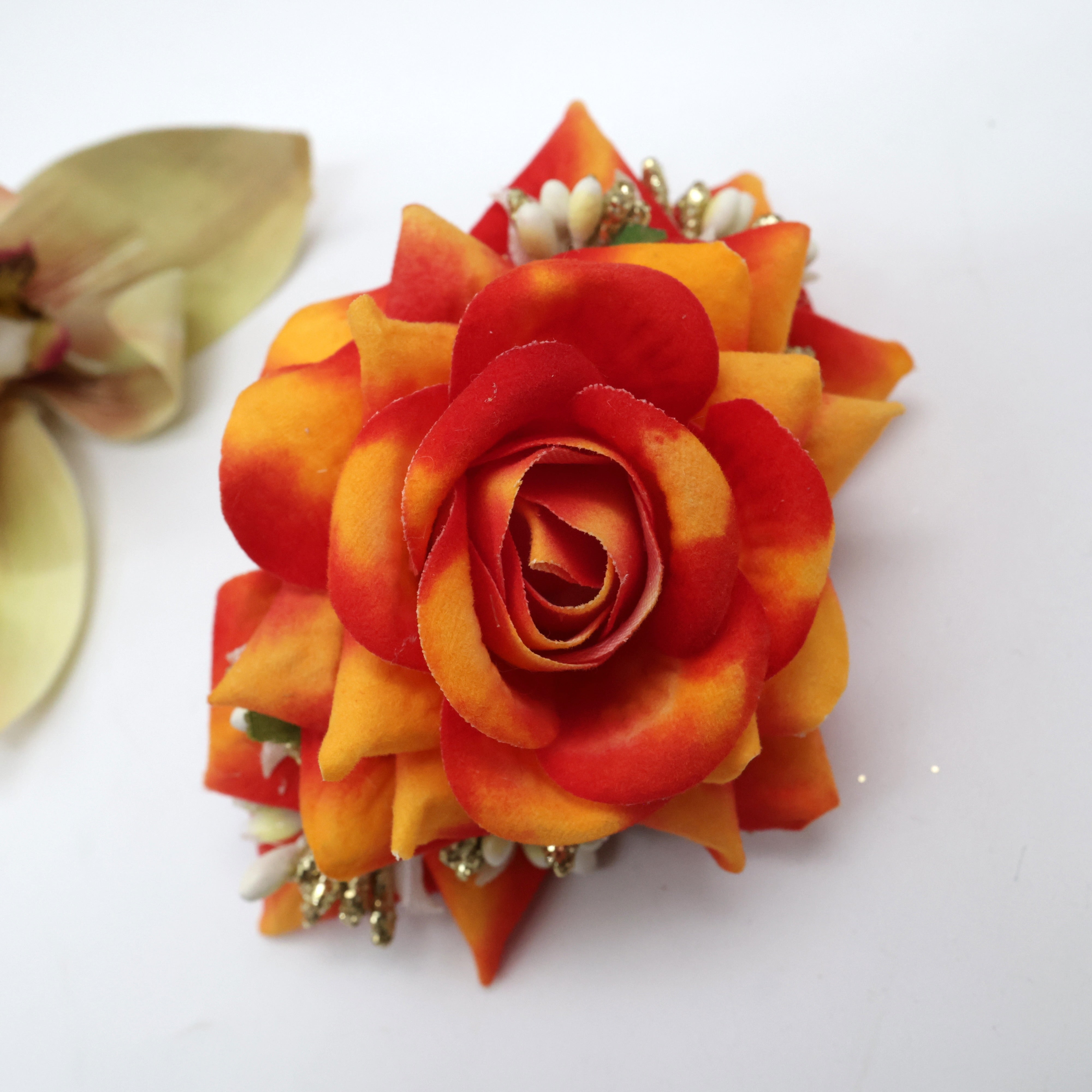 Real Look Rose Pollens Fancy Flower French Barrette Hair Clip For Women