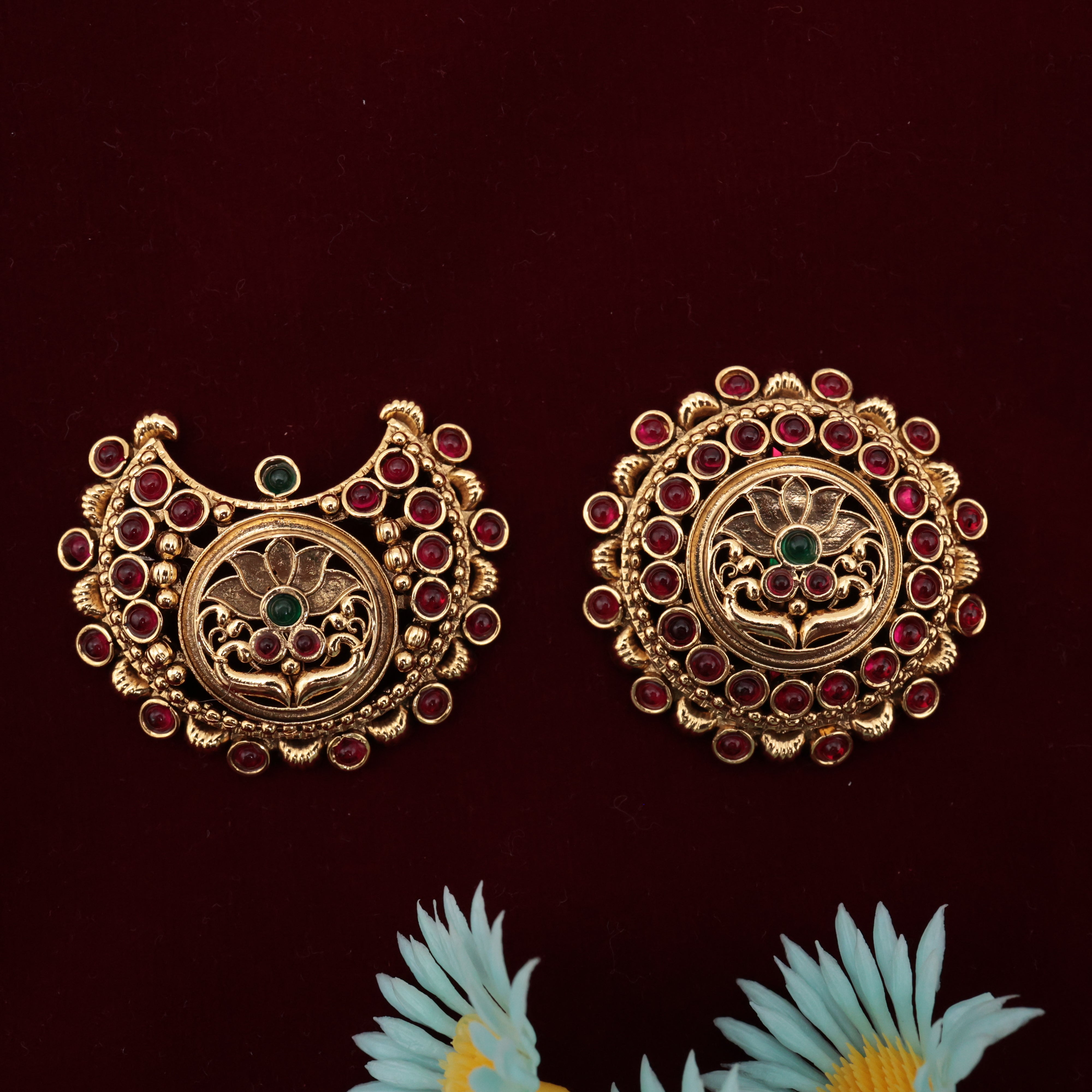 Antique Gold Premium Tamara Bridal Sun Moon Jada Billas - Bridal Suryan Chandra Jada Billais