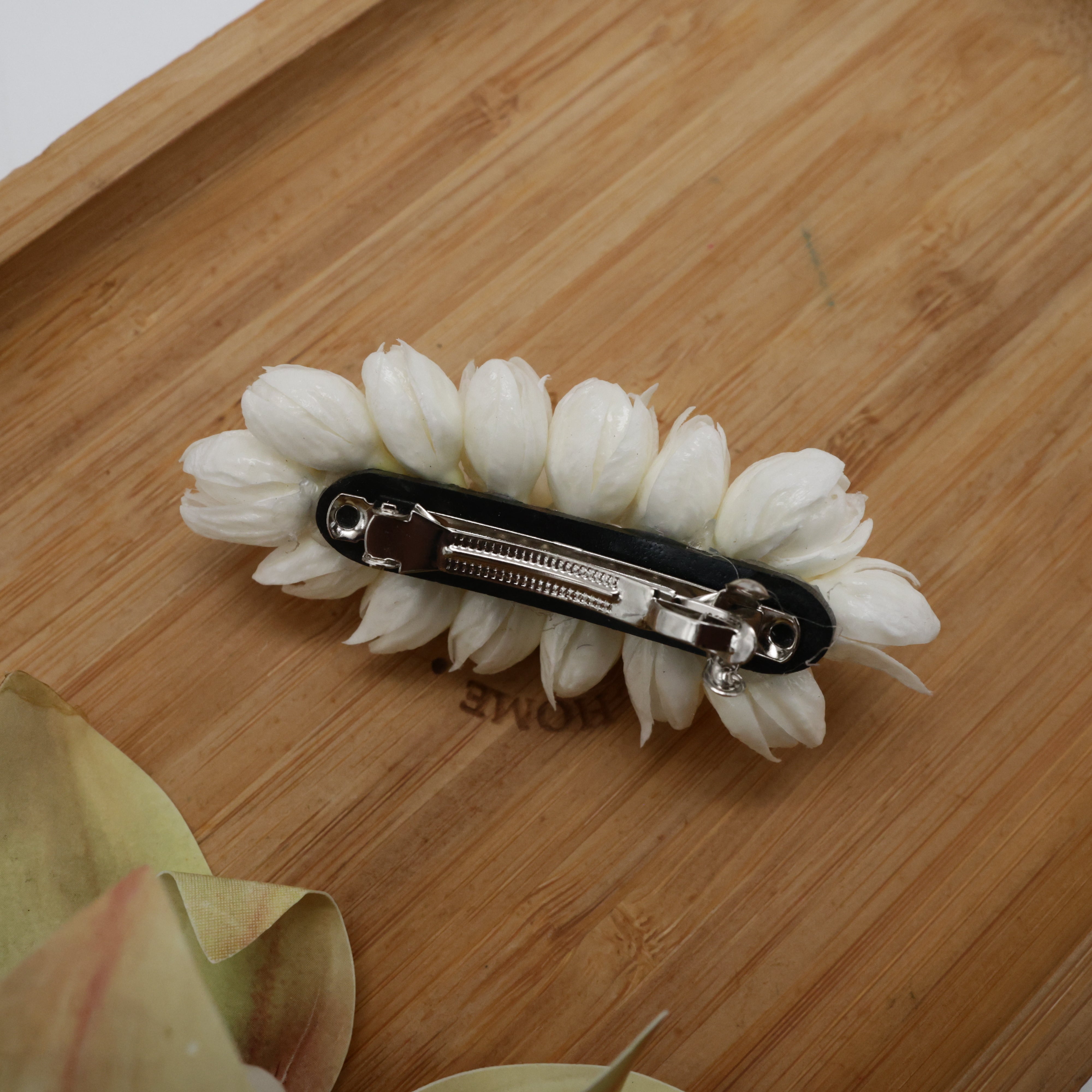 Thick Paper Based Bloomed Buds Jasmine French Barrette Hair Clip For Women
