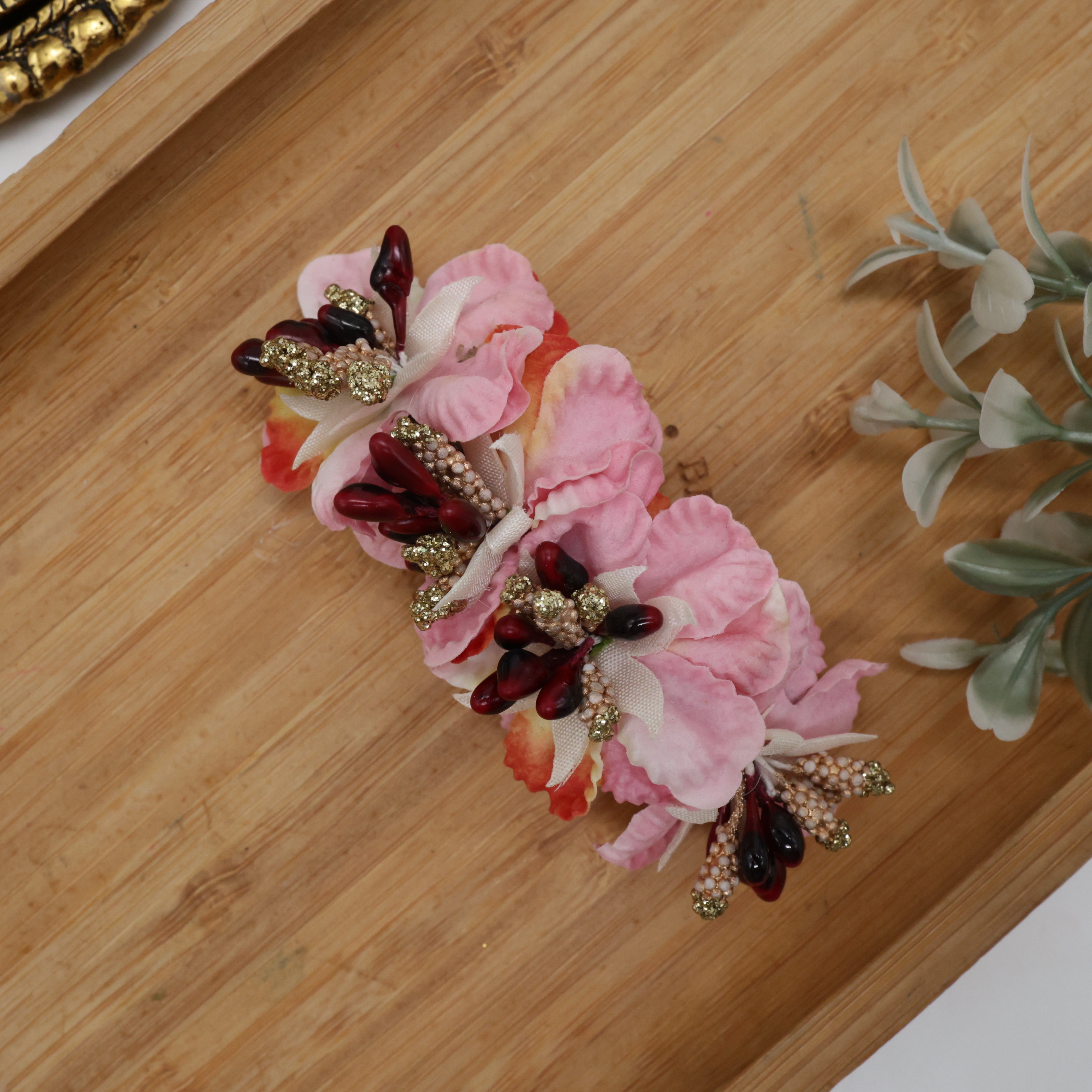 Fancy Rose Petals Pollens Flower Hair Clips For Women
