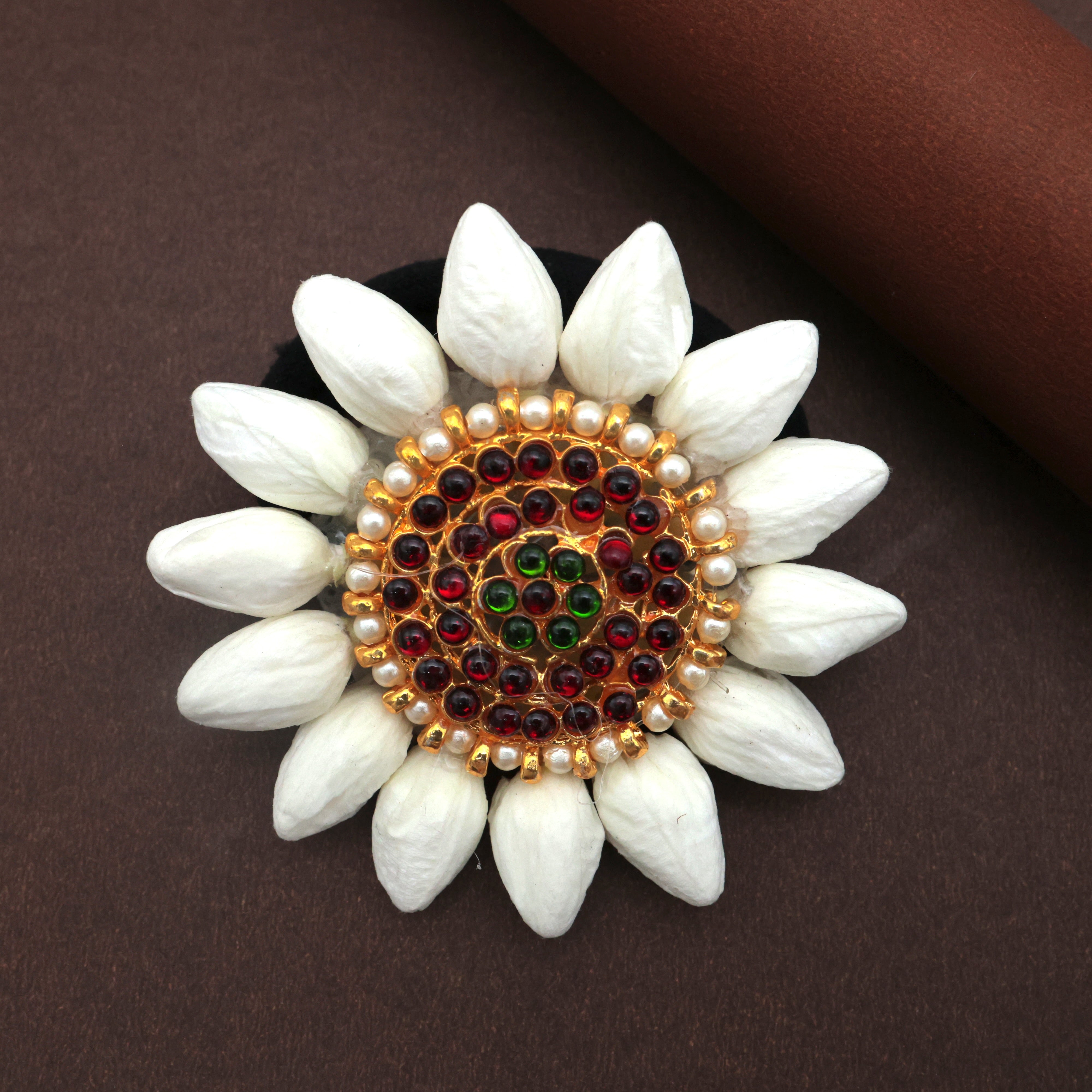 Real Look Jasmine Kemp Flower Elastic Hair Band For Women & Kids (One Pair)