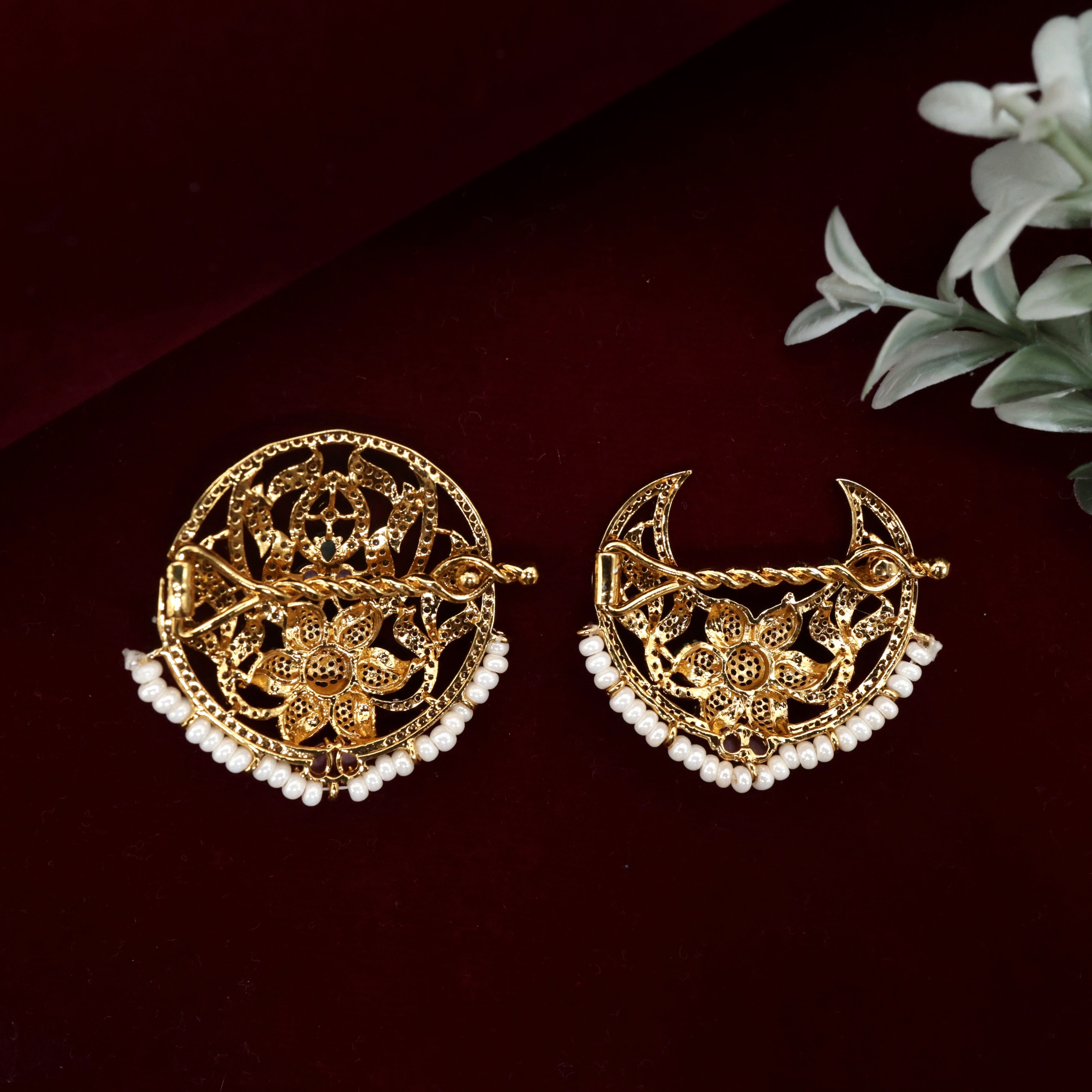 Diamond Look Flower Flame Bridal Sun Moon Bridal Hair Accessory - Chandran Suryan Billais