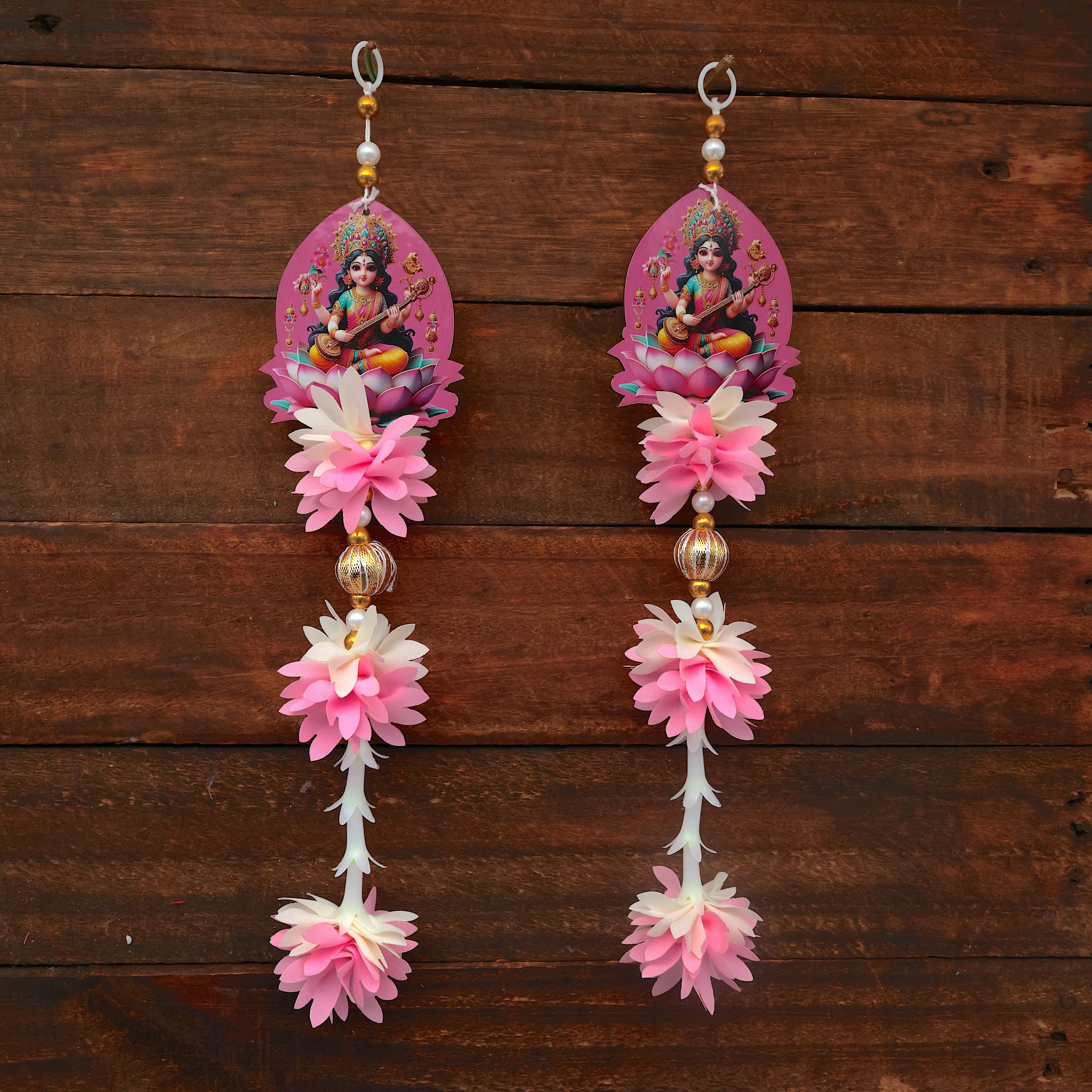SARASWATHI 3 LAYER PICHI FLOWER DECORATION HANGINGS - ONE PAIR