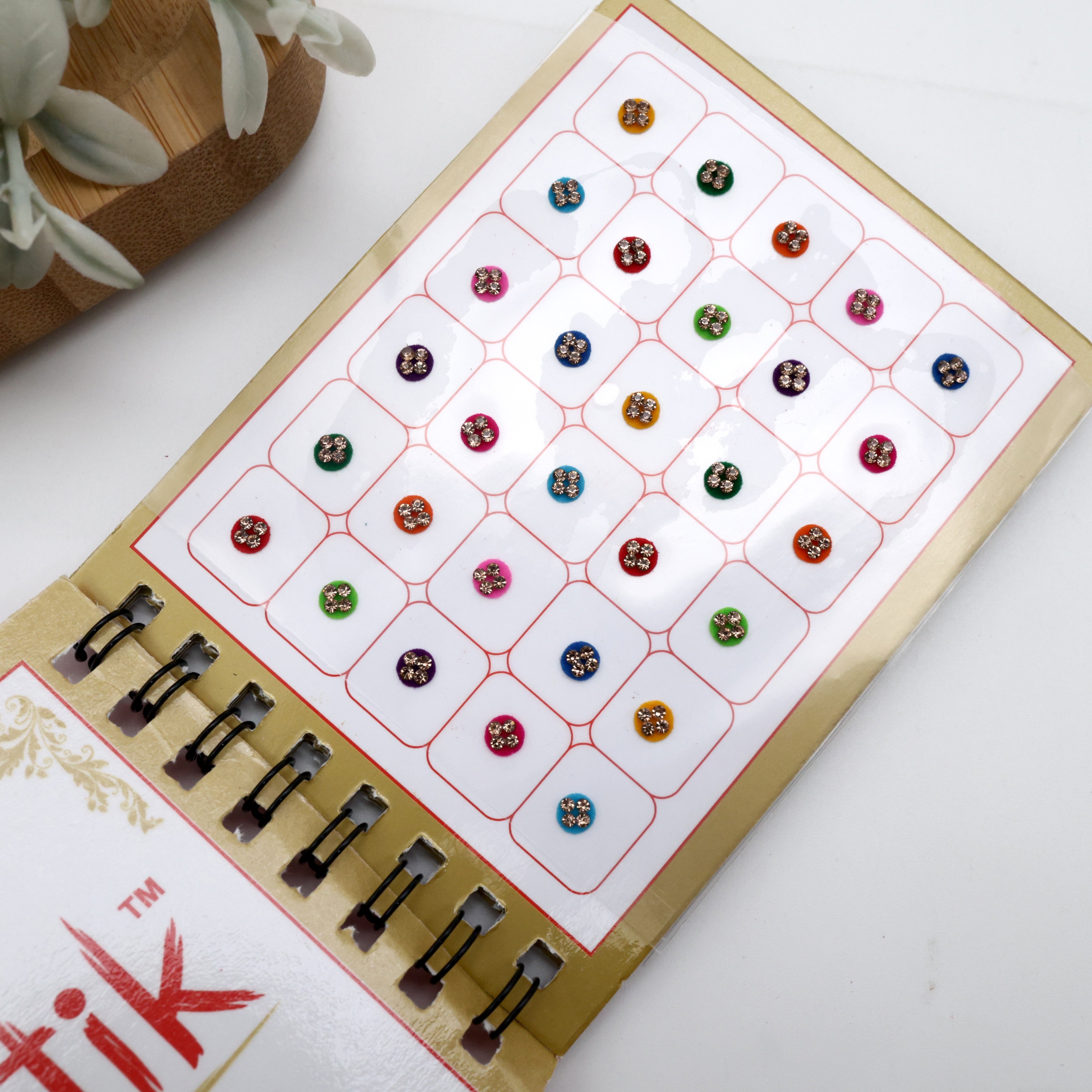 Full Stone Border Multicolour Fancy Round Sticker Bindis - Size 4
