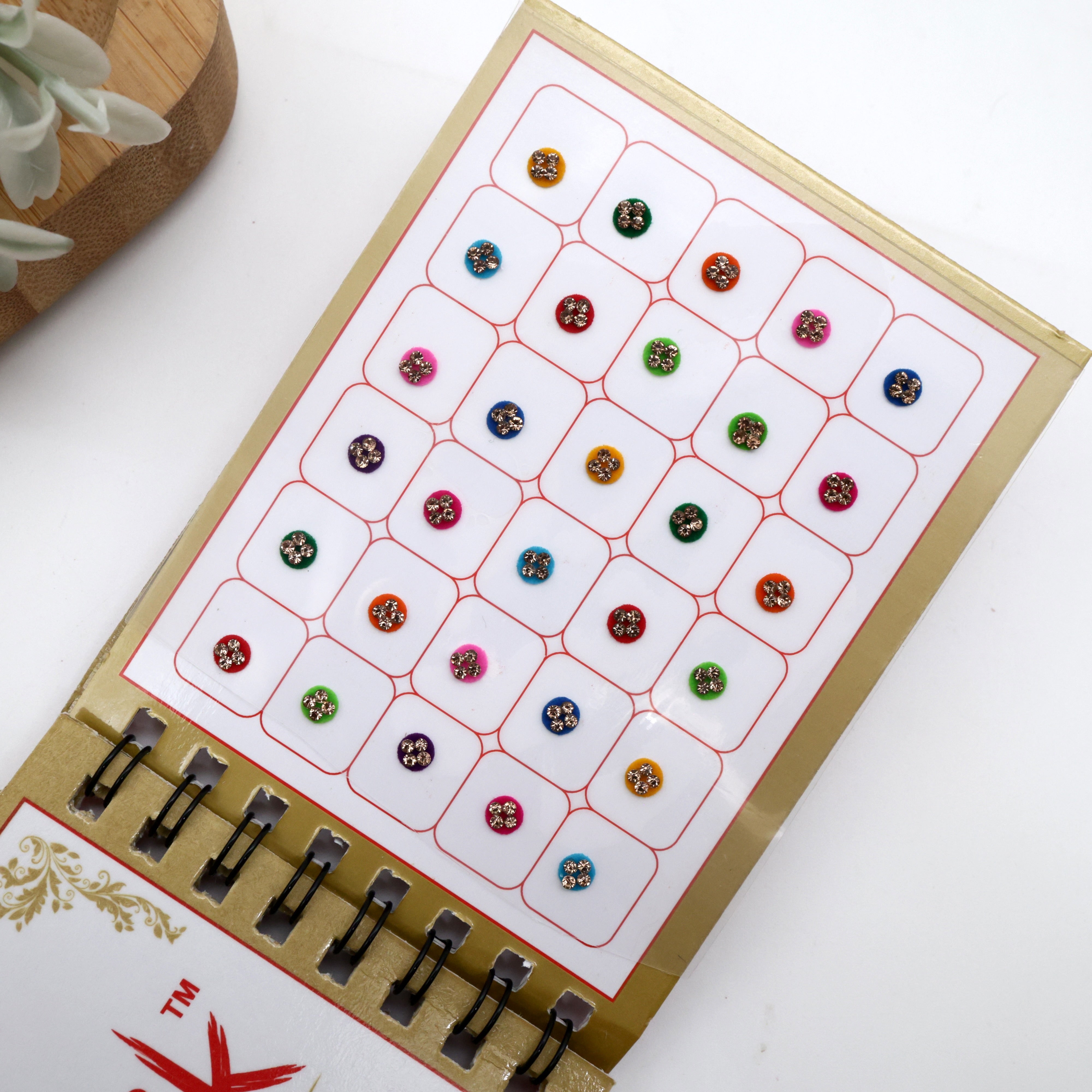 Full Stone Border Multicolour Fancy Round Sticker Bindis - Size 4