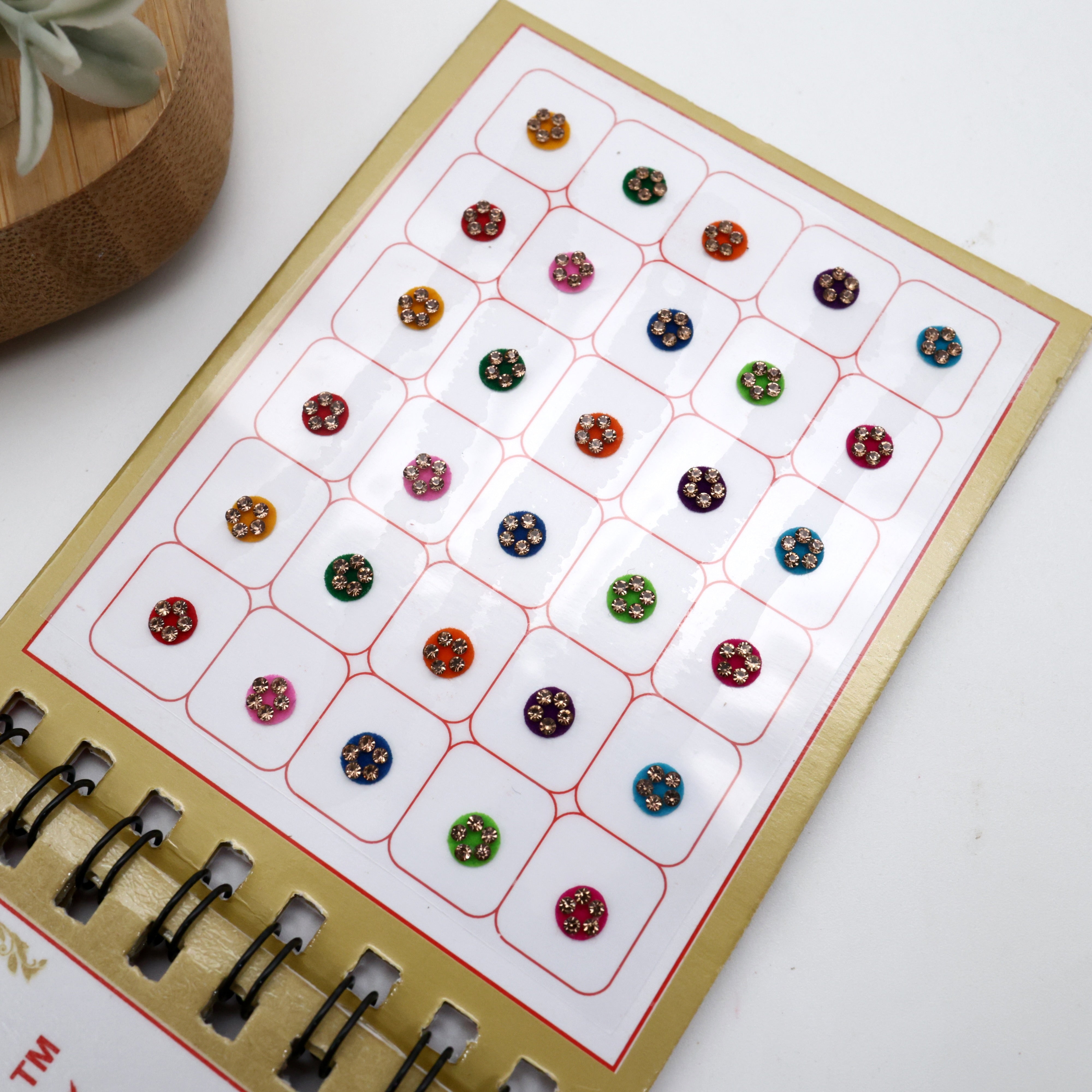 Full Stone Border Multicolour Fancy Round Sticker Bindis - Size 5
