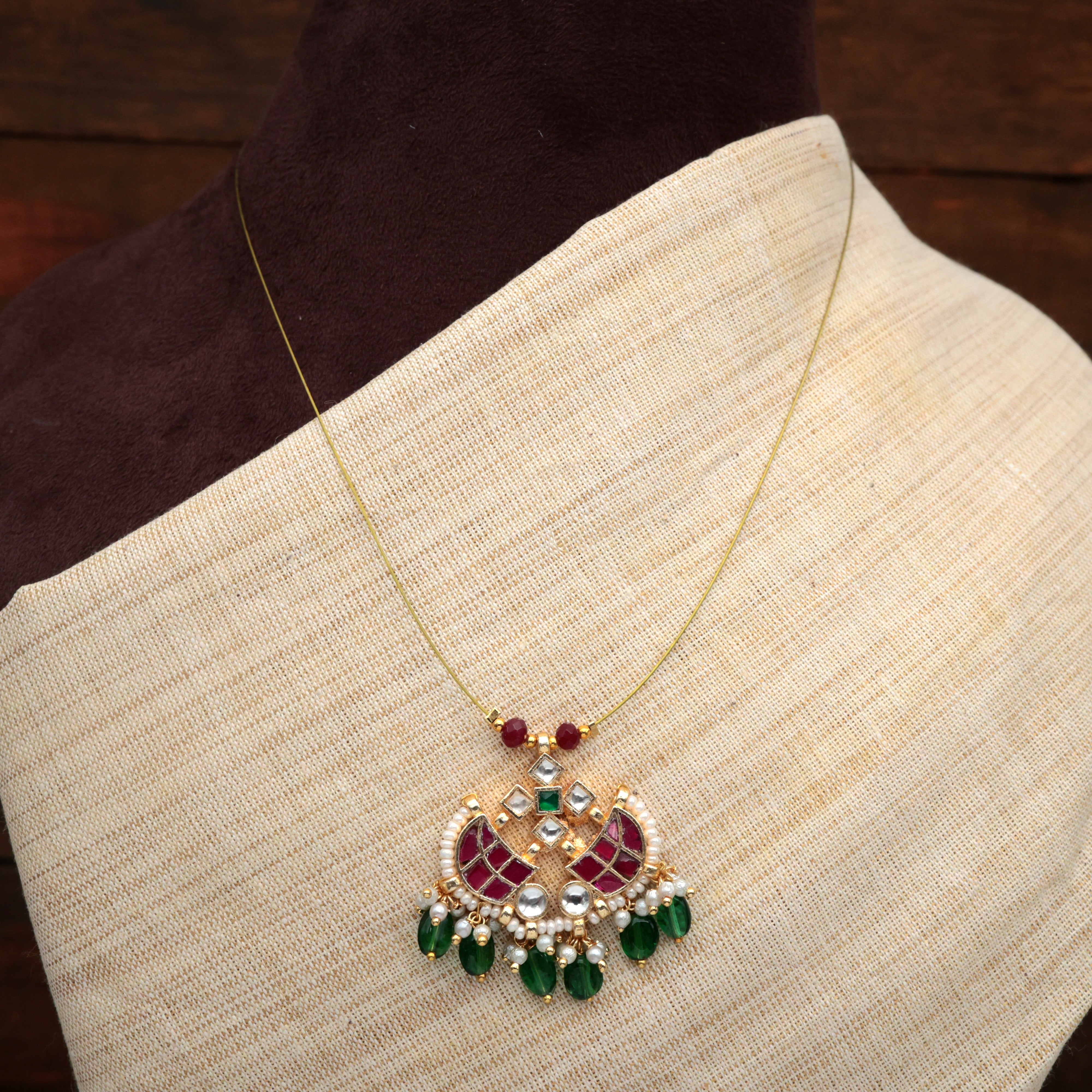 SWORDS - HANDMADE PREMIUM PACHI KUNDAN INVISIBLE NECKLACE