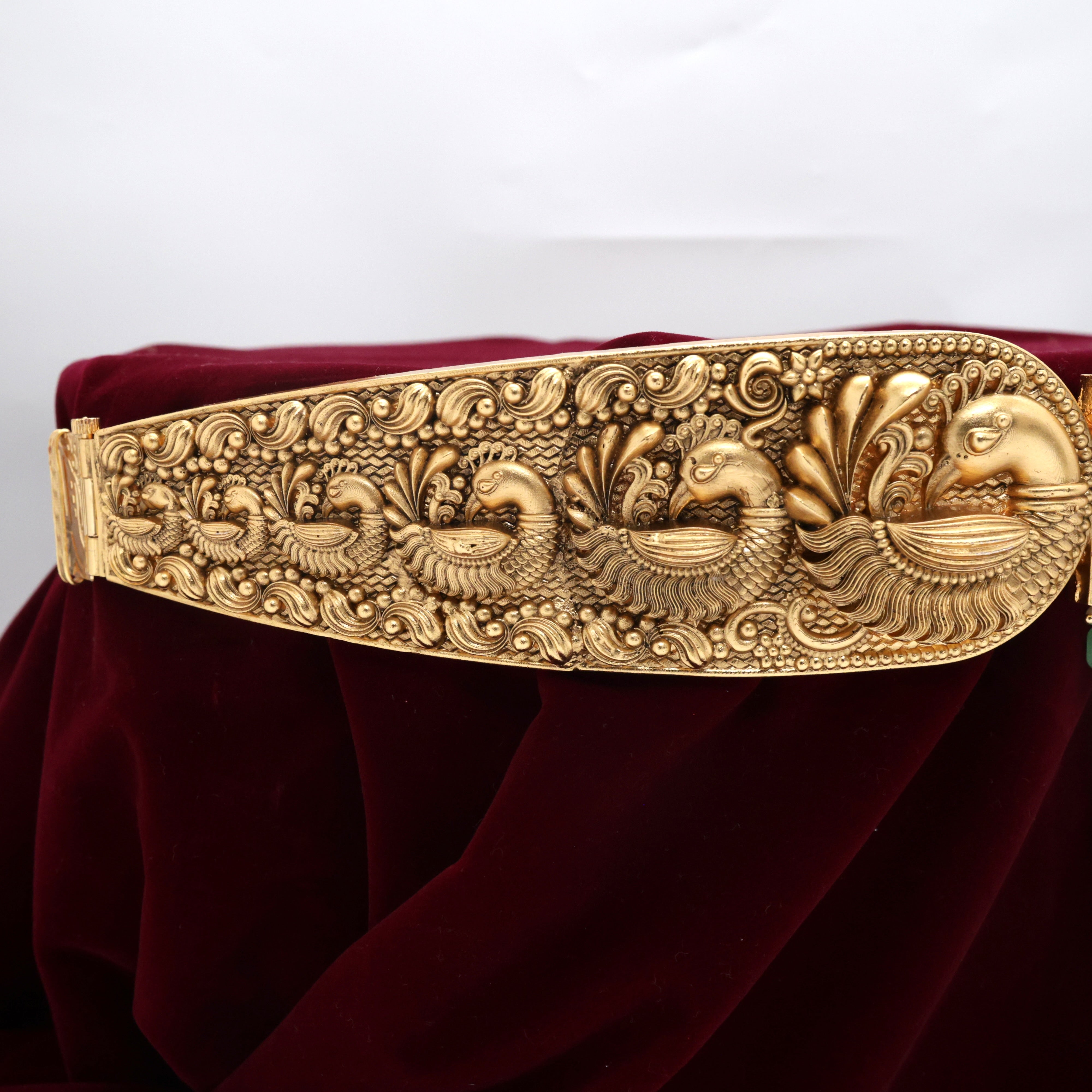 Premium Antique Nagas Gold Look Peacock Bridal Hip Belt For Women