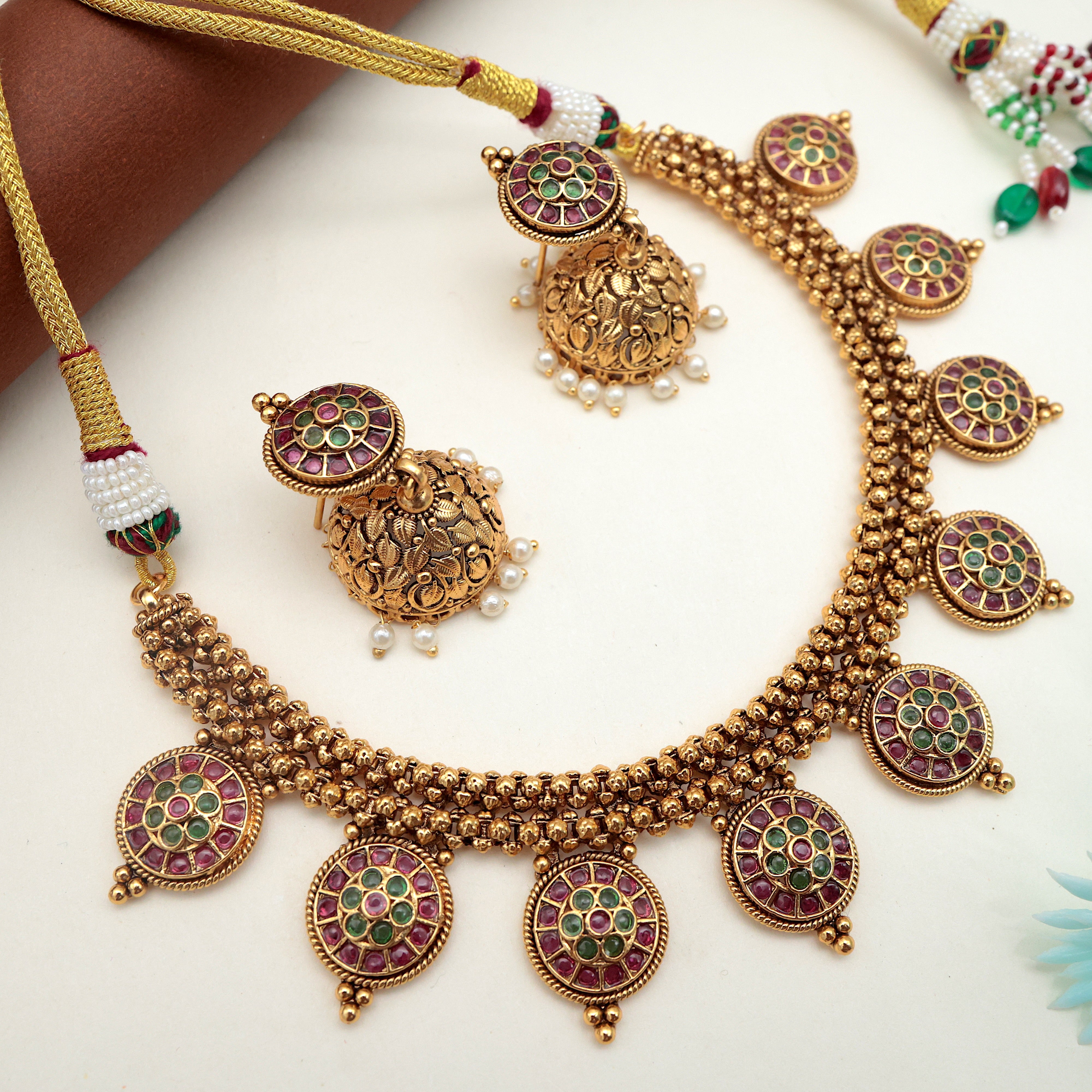 Antique Thushi Model Kemp Coins Bridal Necklace Set