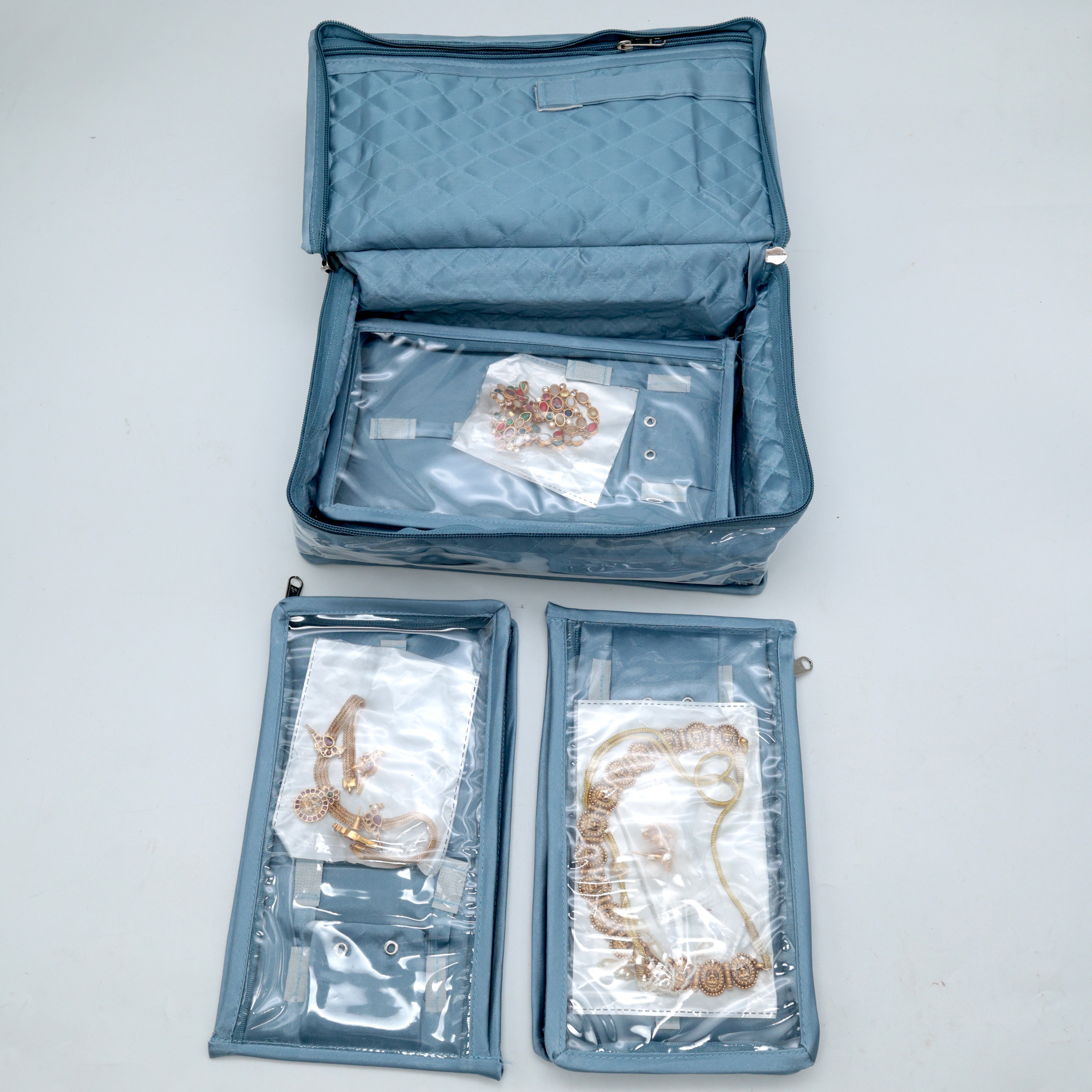 PREMIUM COMPACT MULTI JEWELLERY STORAGE KIT BAG - MULTIPURPOSE JEWELLERY STORAGE BAG ORGANISER