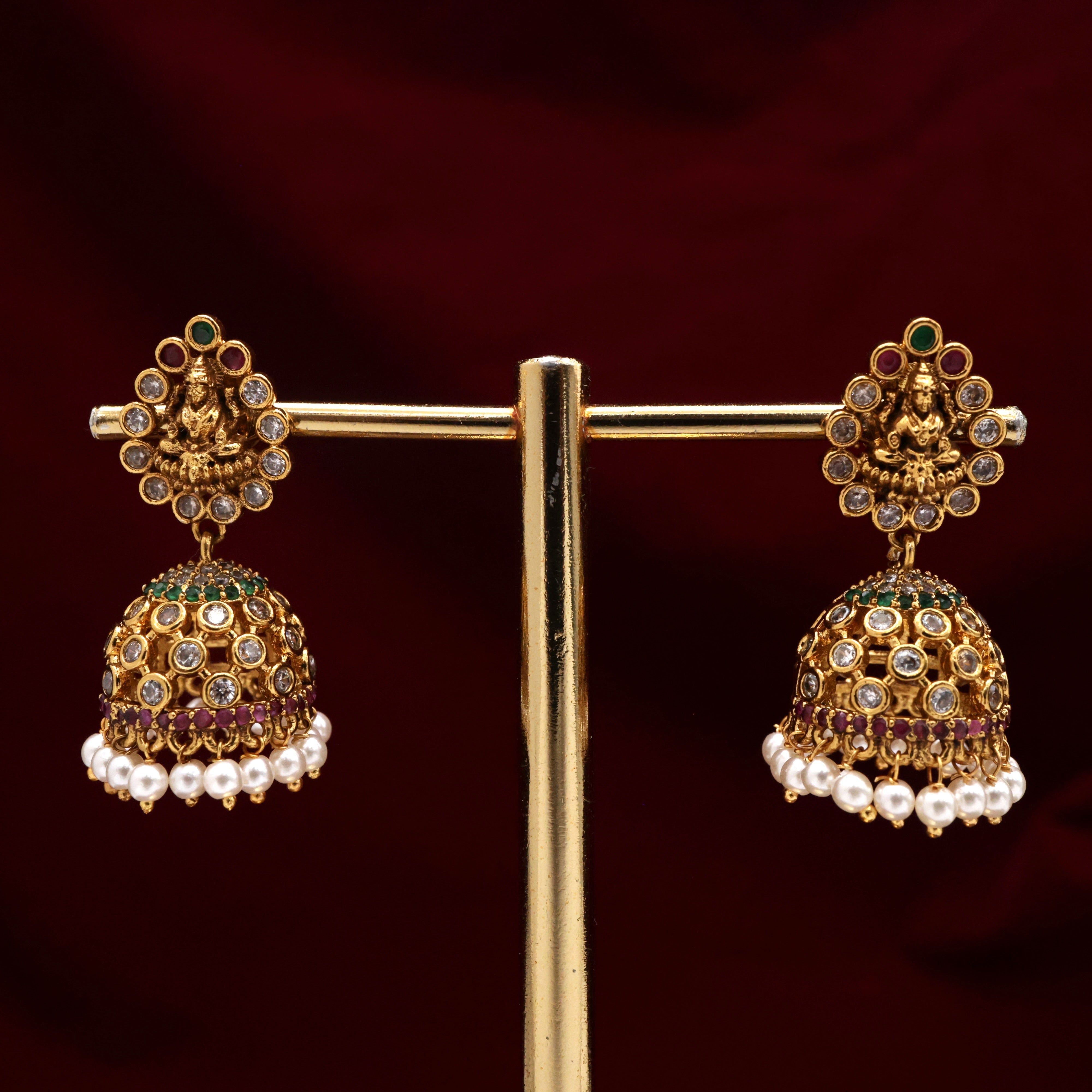 Antique AD Lakshmi Bridal Jhumkas