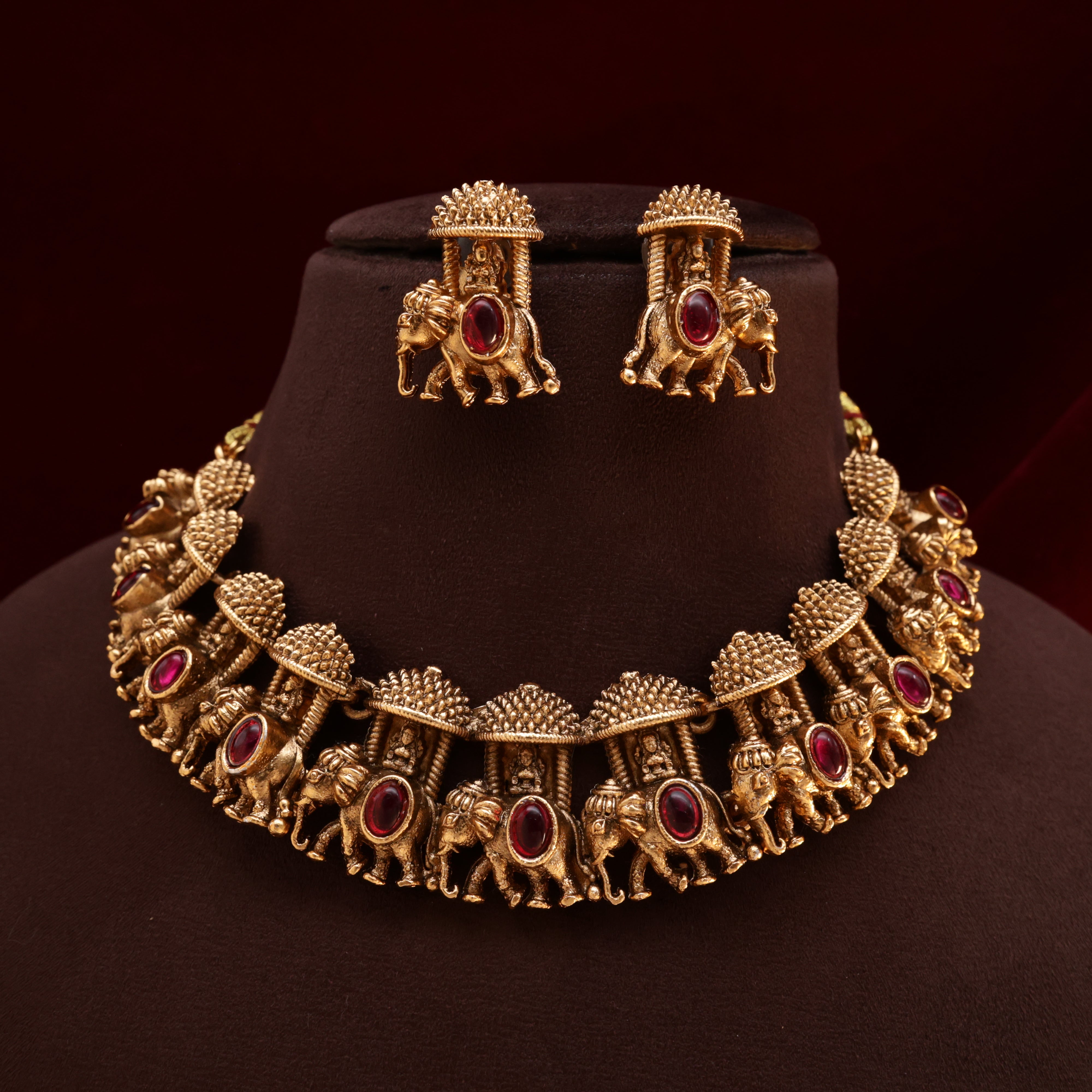 Antique Kemp Lakshmi Ambari Bridal Necklace Set