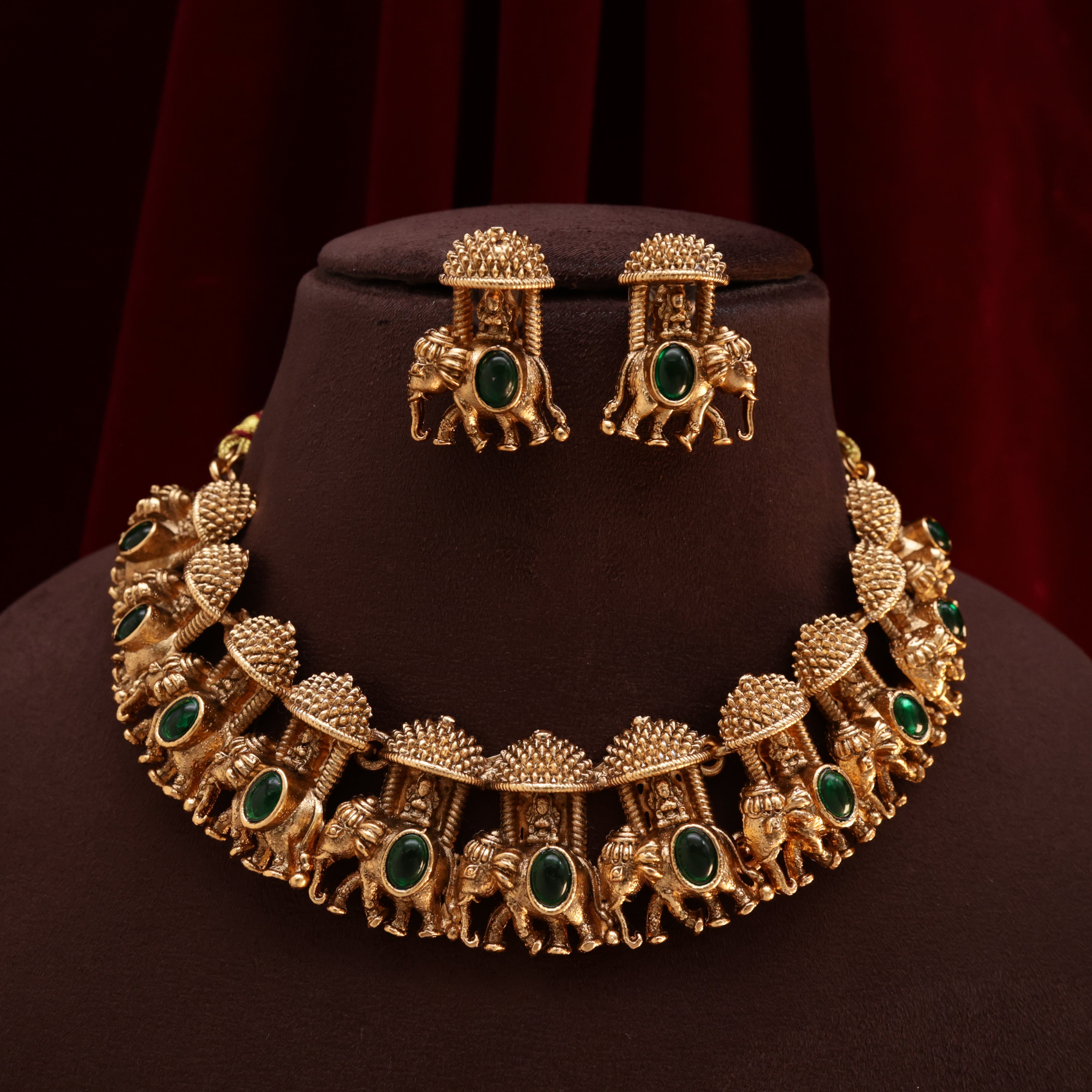 Antique Kemp Lakshmi Ambari Bridal Necklace Set