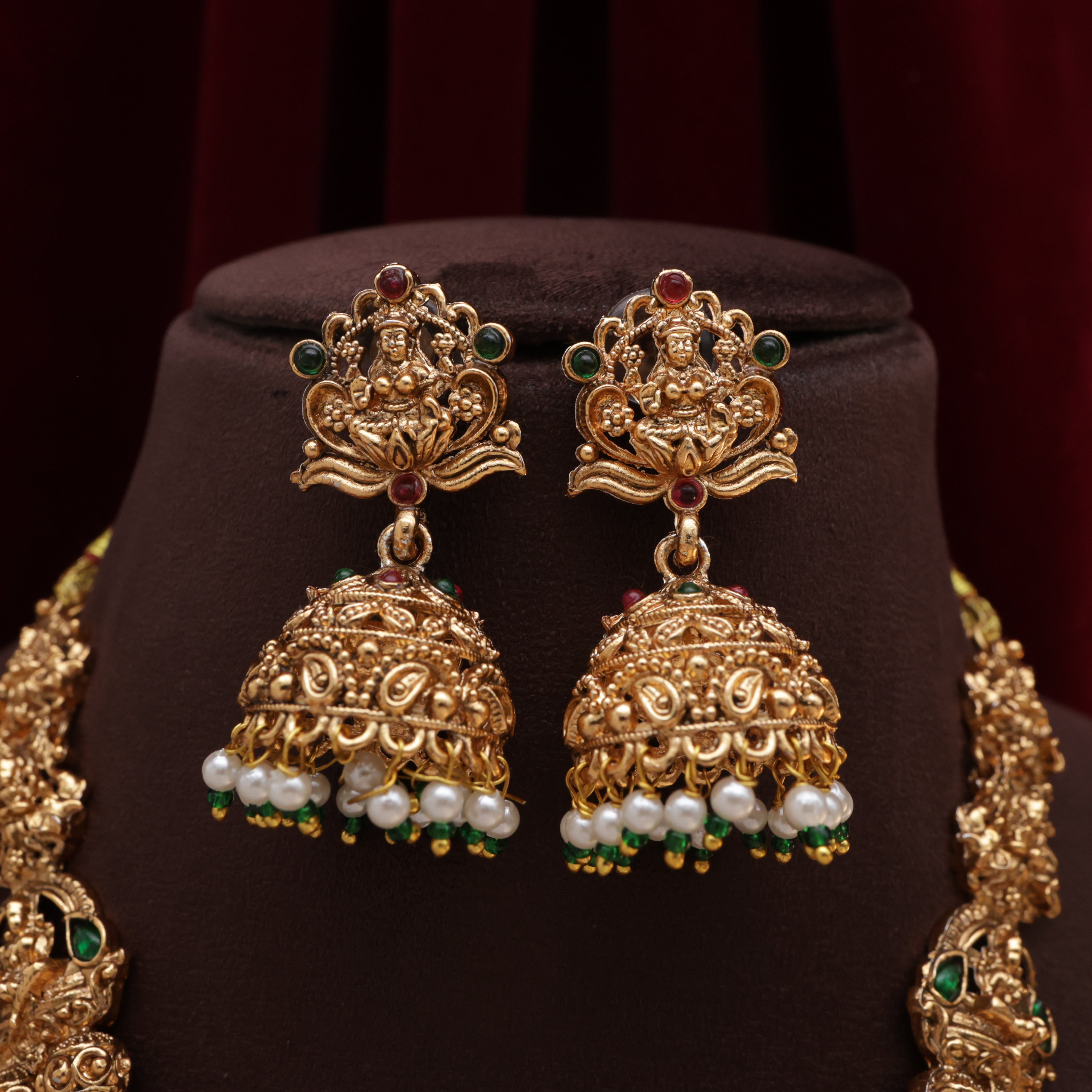 Double Layer Mahalakshmi Devi Bridal Necklace Set