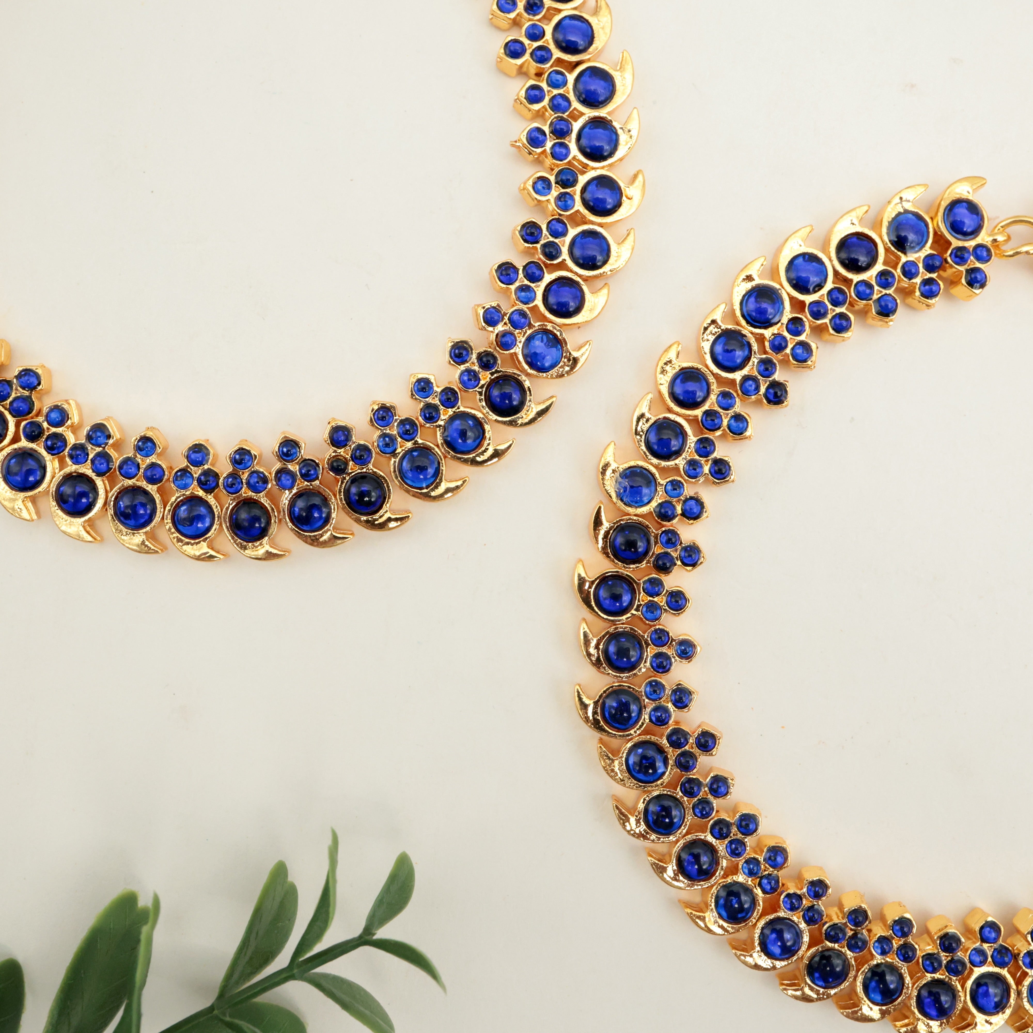 Antique Traditional Kemp Mango Anklets - Blue - 10.5 Inches