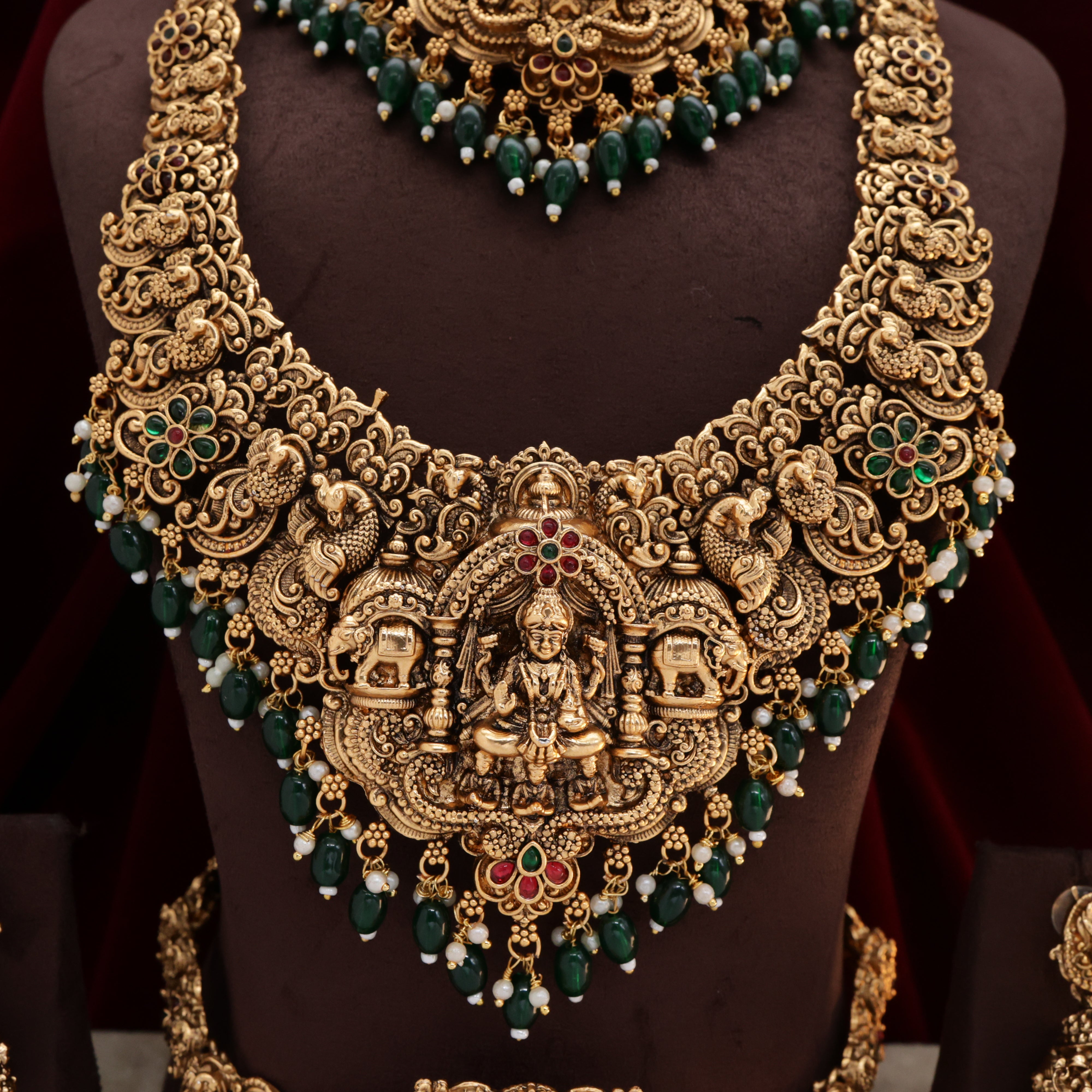 Antique Nagas Budget Friendly Mahalakshmi Ambari Heavy Bridal Combo Set
