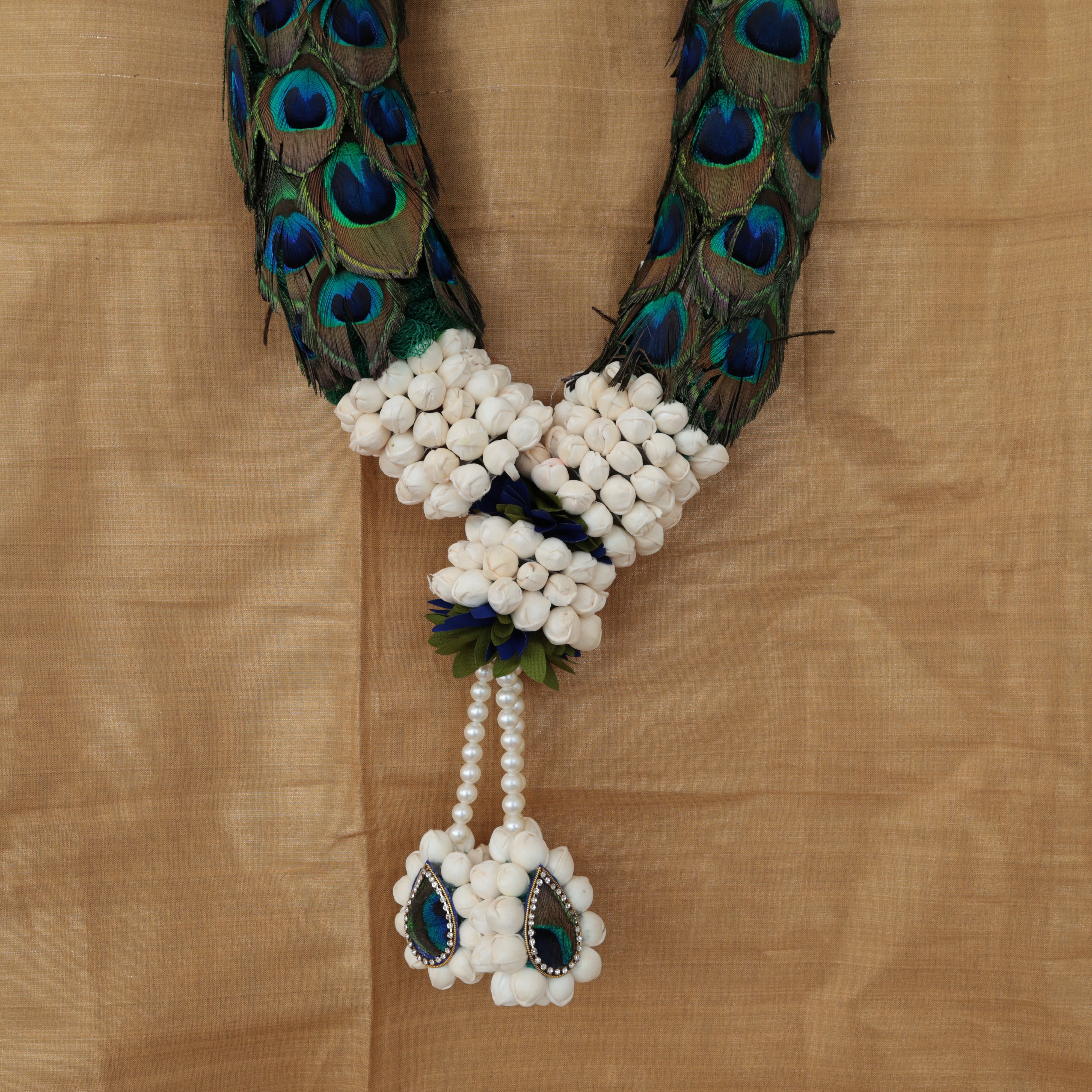 Reusable Peacock Feather Malli Maalai/Garland - 1 Feet Garland