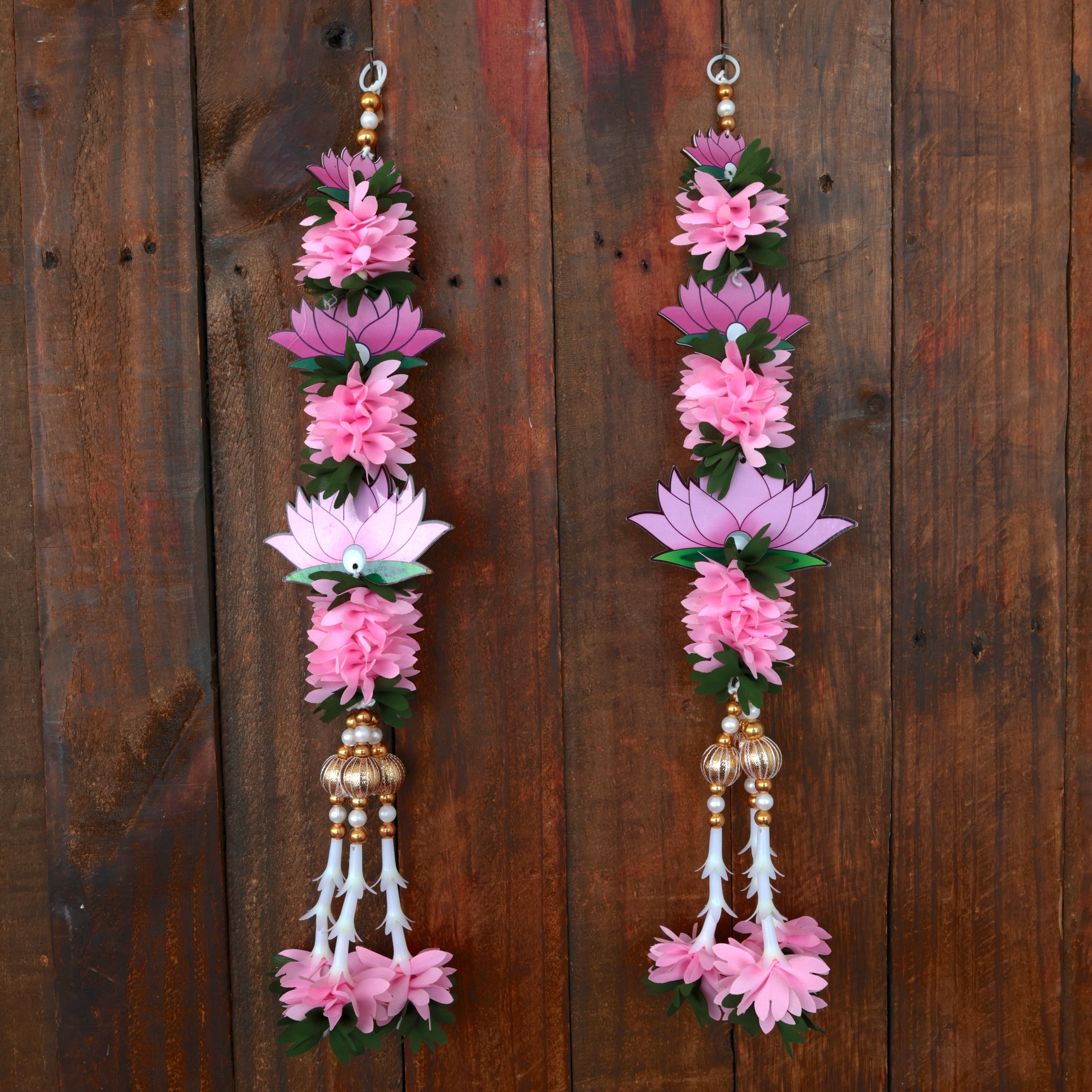 LOTUS 3 LAYER PICHI FLOWER DECORATION HANGINGS - ONE PAIR