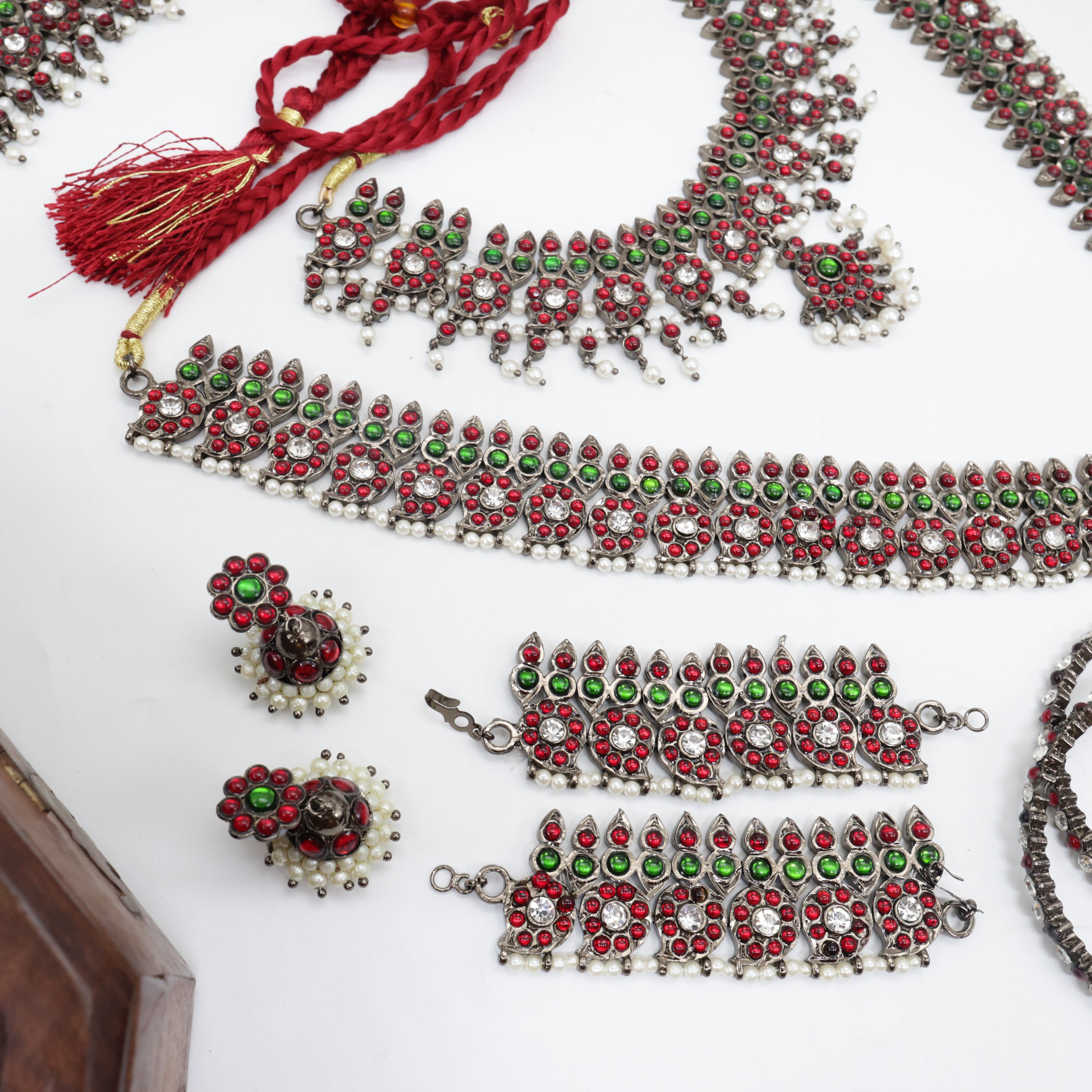 Budget Friendly Antique Black Polish Full Traditional Kemp Bharatanatyam/Bridal Set