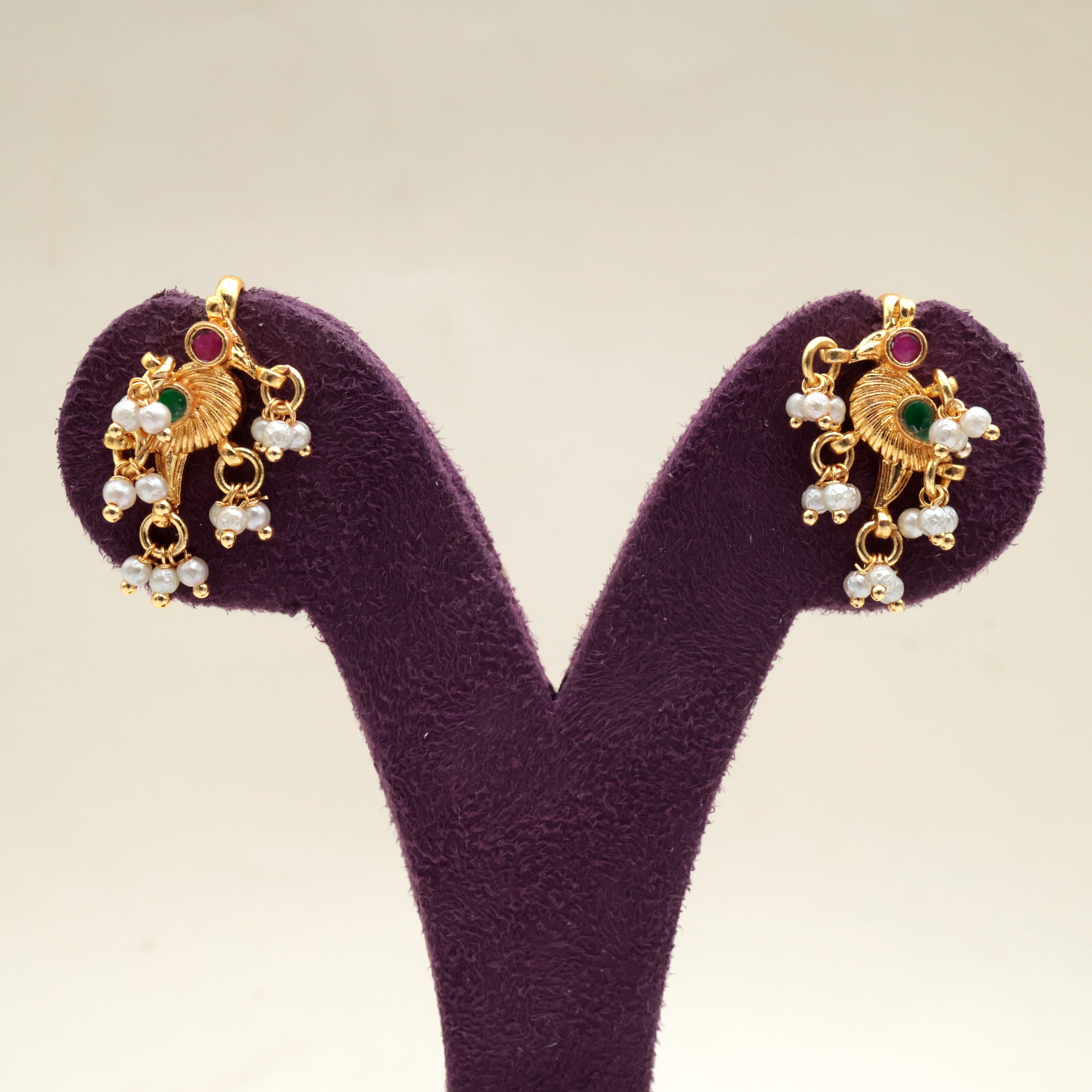 Premium Pachi Kundan Bird Koppu Earrings - Bugadi Earrings For Women