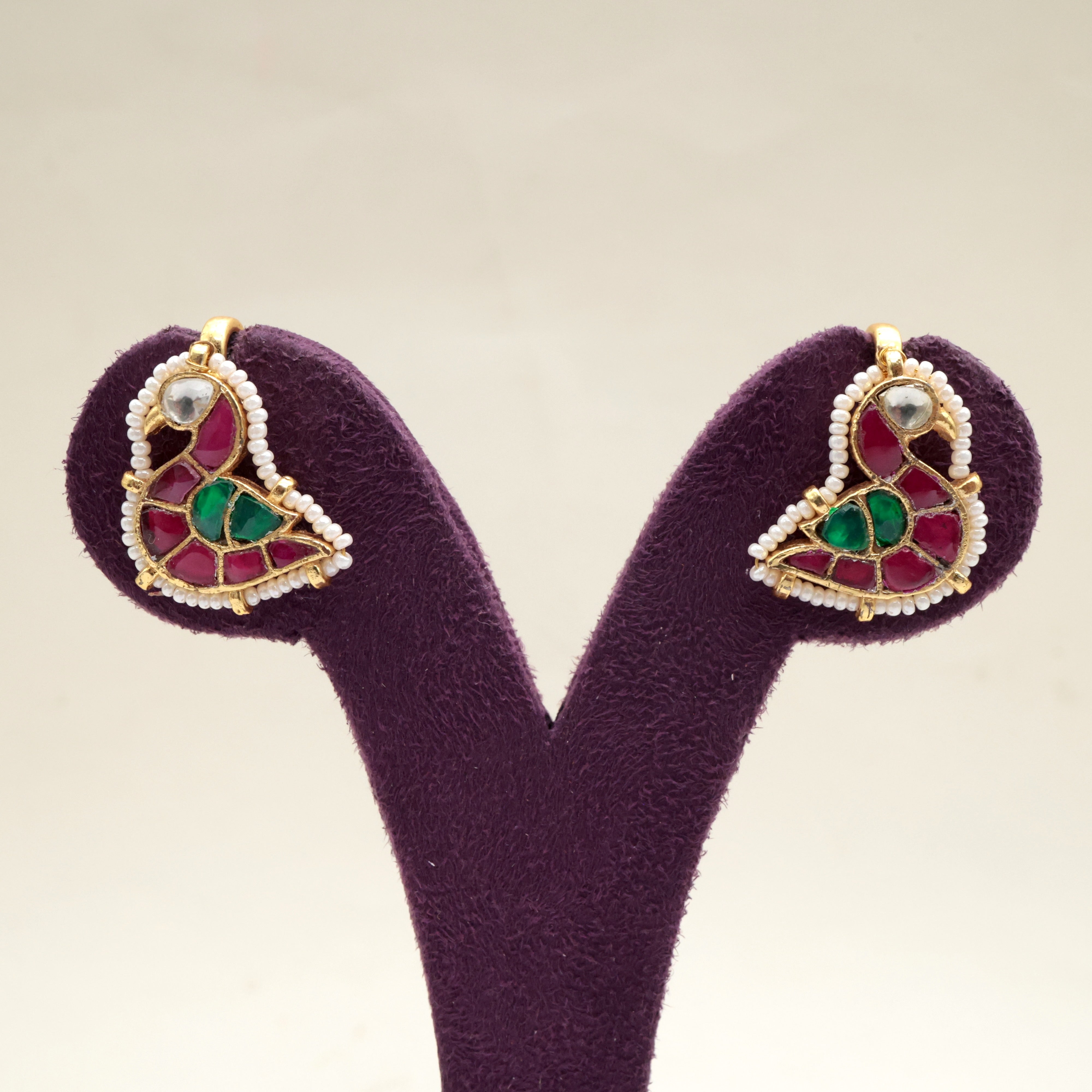 Premium Pachi Kundan Swan Koppu Earrings - Bugadi Earrings For Women