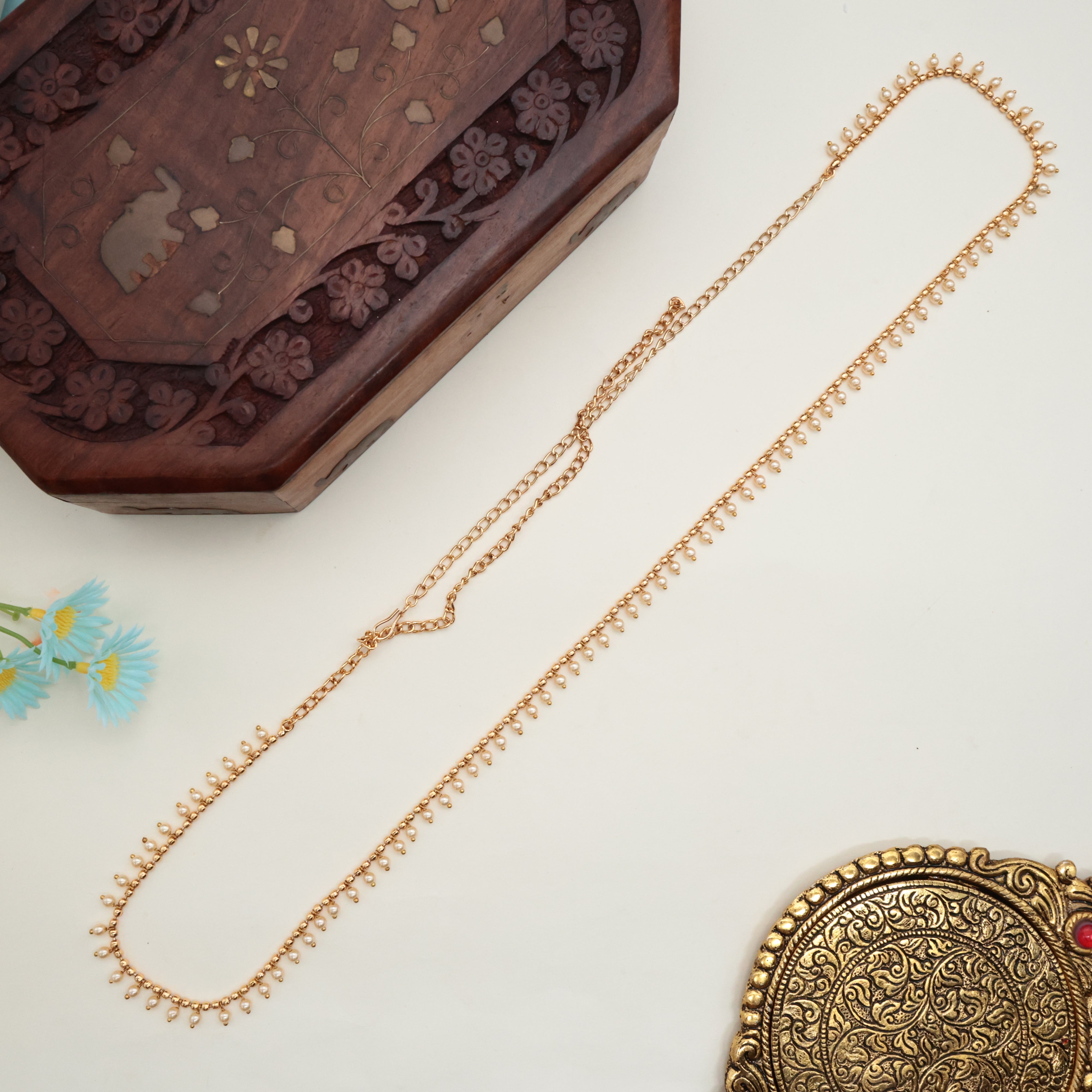 Simple & Thin Pearl Drops Hip Chain