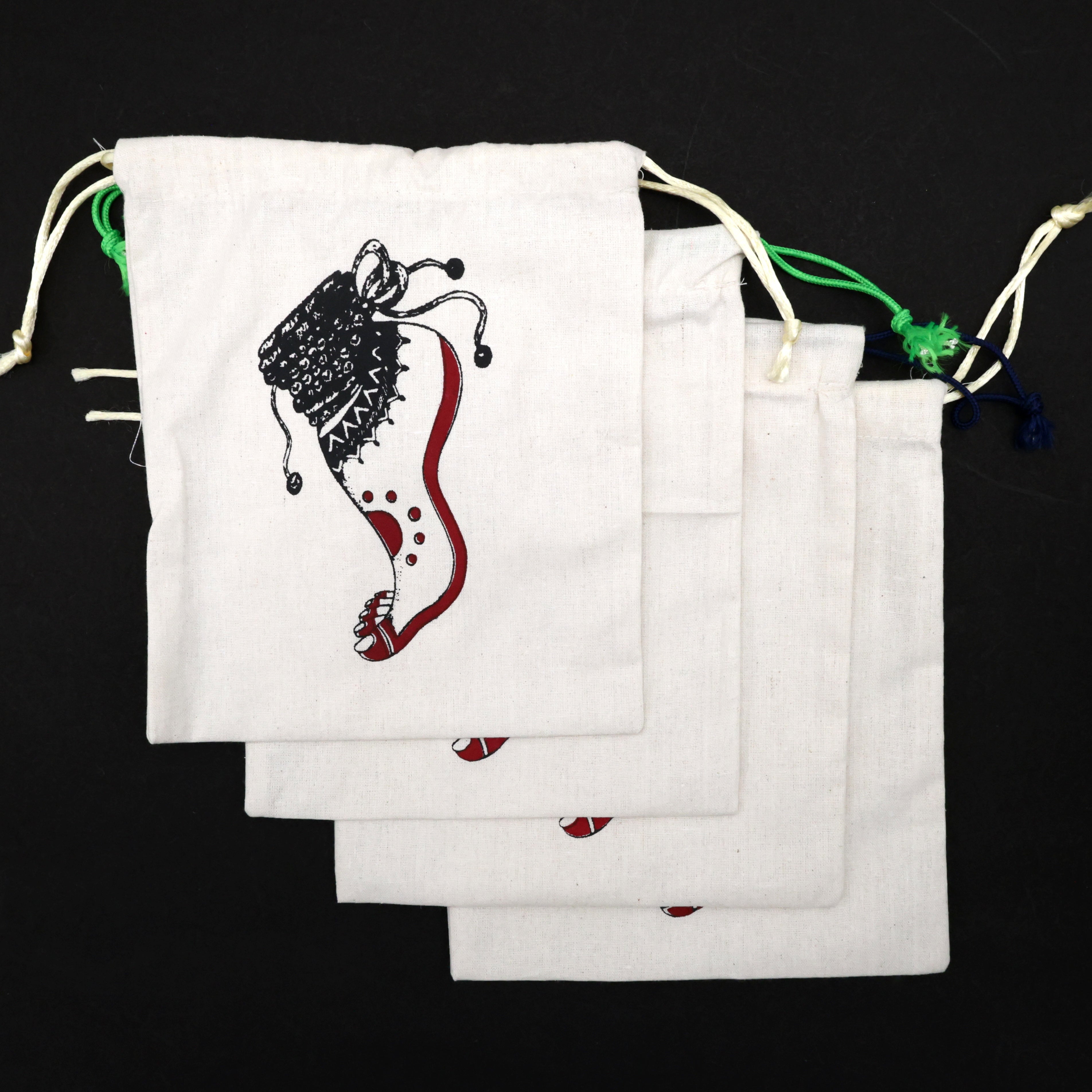 Cotton Dance Padam Printed String Bags - Size 6x8 Inches