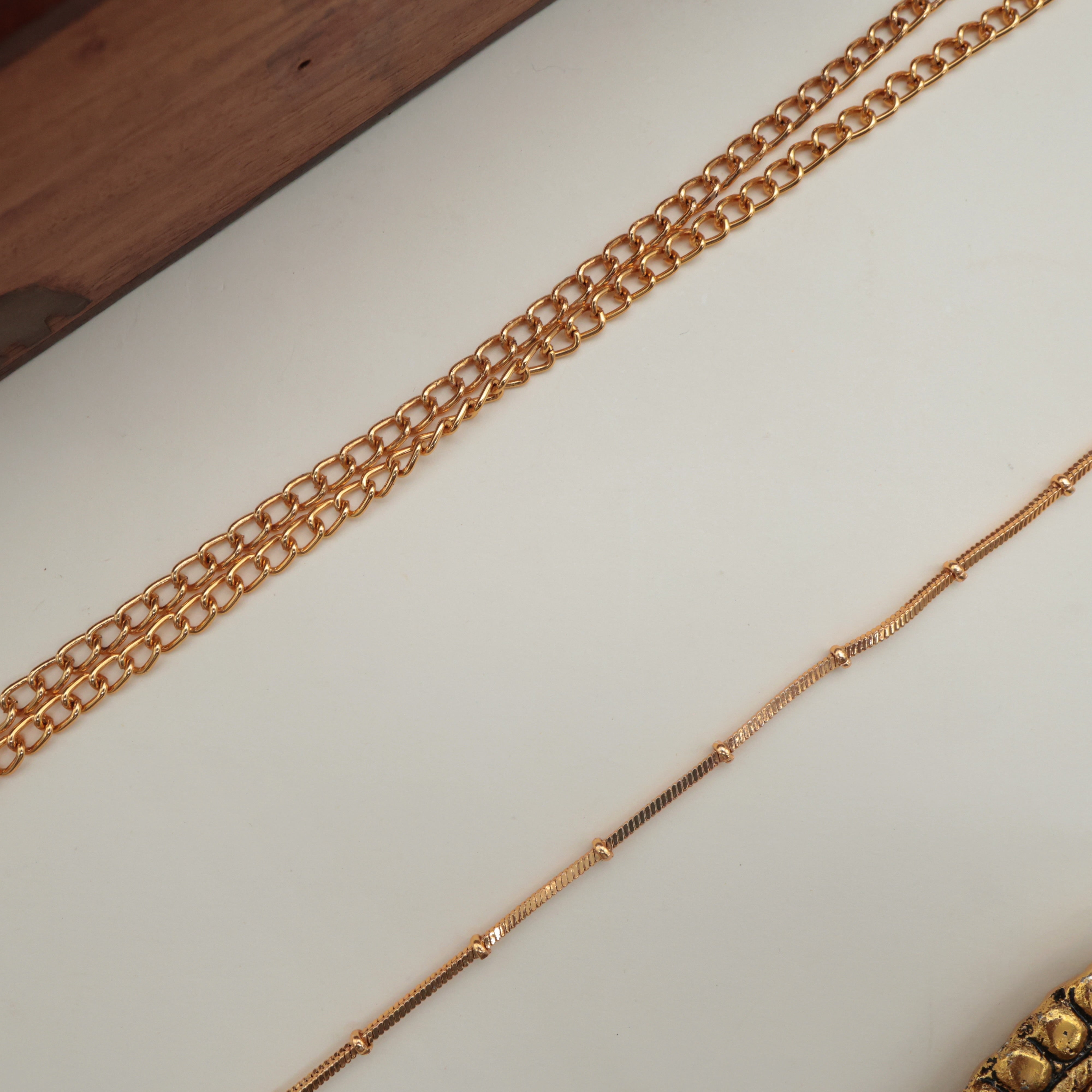 Real Gold Tone Small Balls Simple Hip Chain For Women