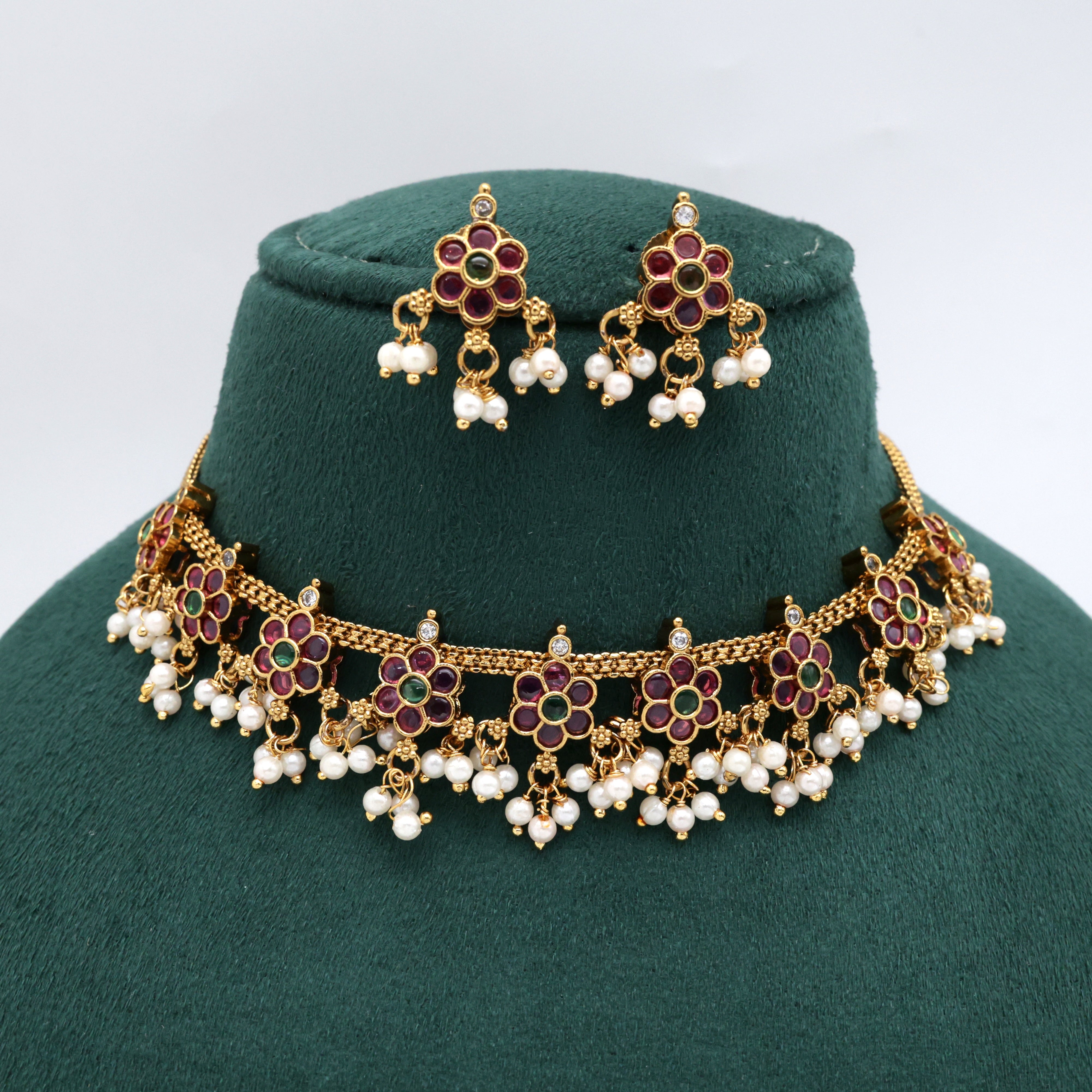 Premium Kemp Antique Flower Necklace Set