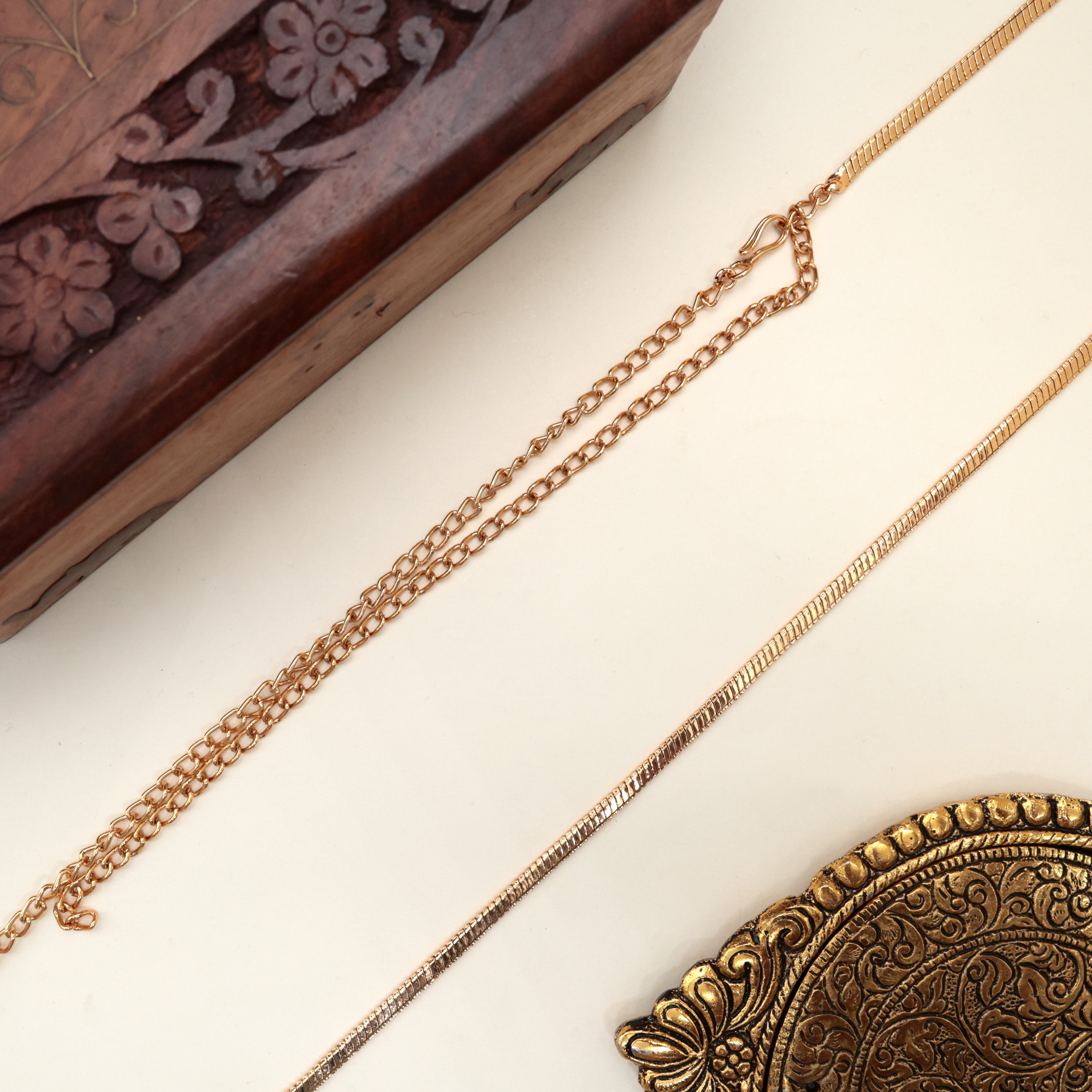 Real Gold Tone Flat Snake Hip Chain For Women