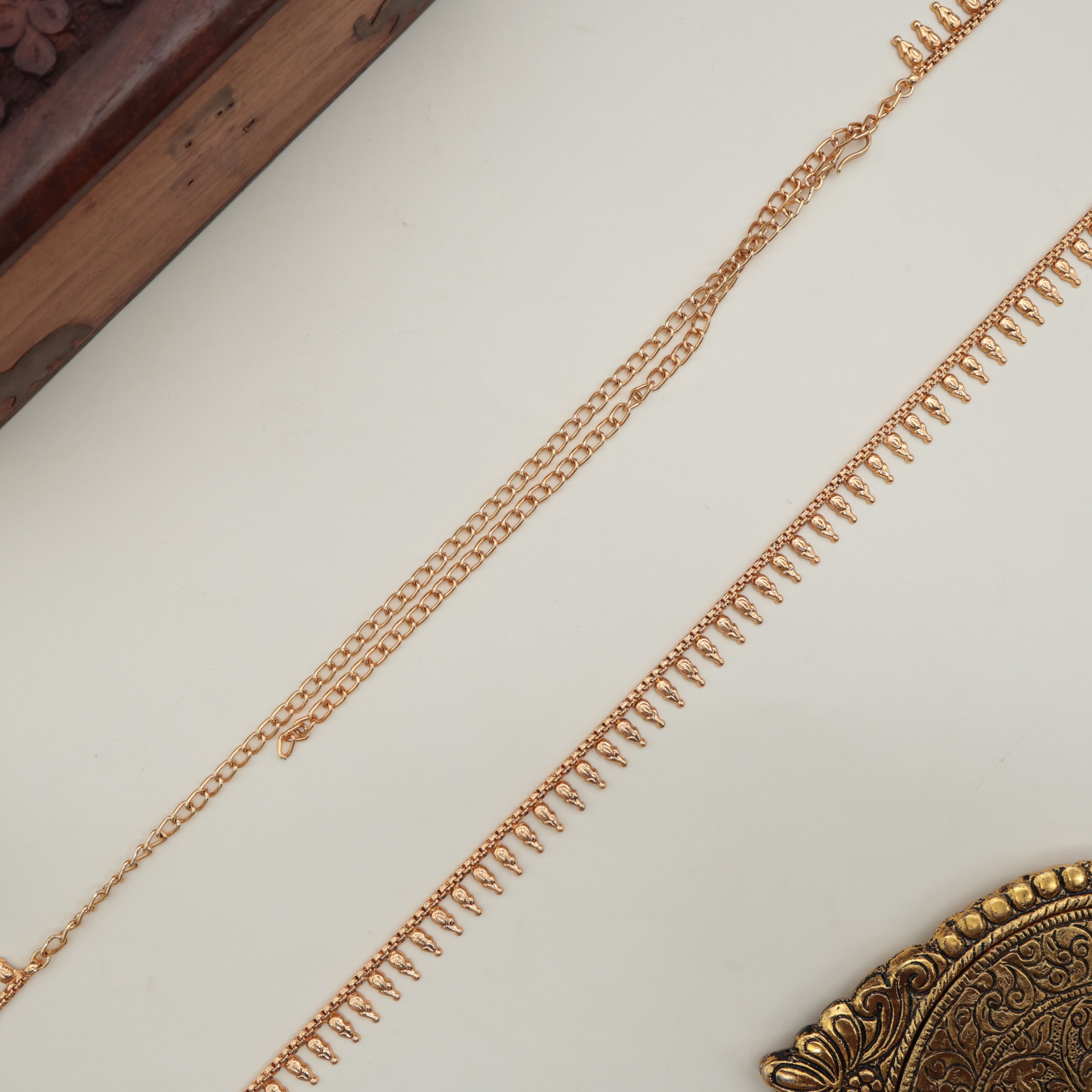 Real Gold Tone Mulla Mottu Simple Bridal Hip Chain For Women