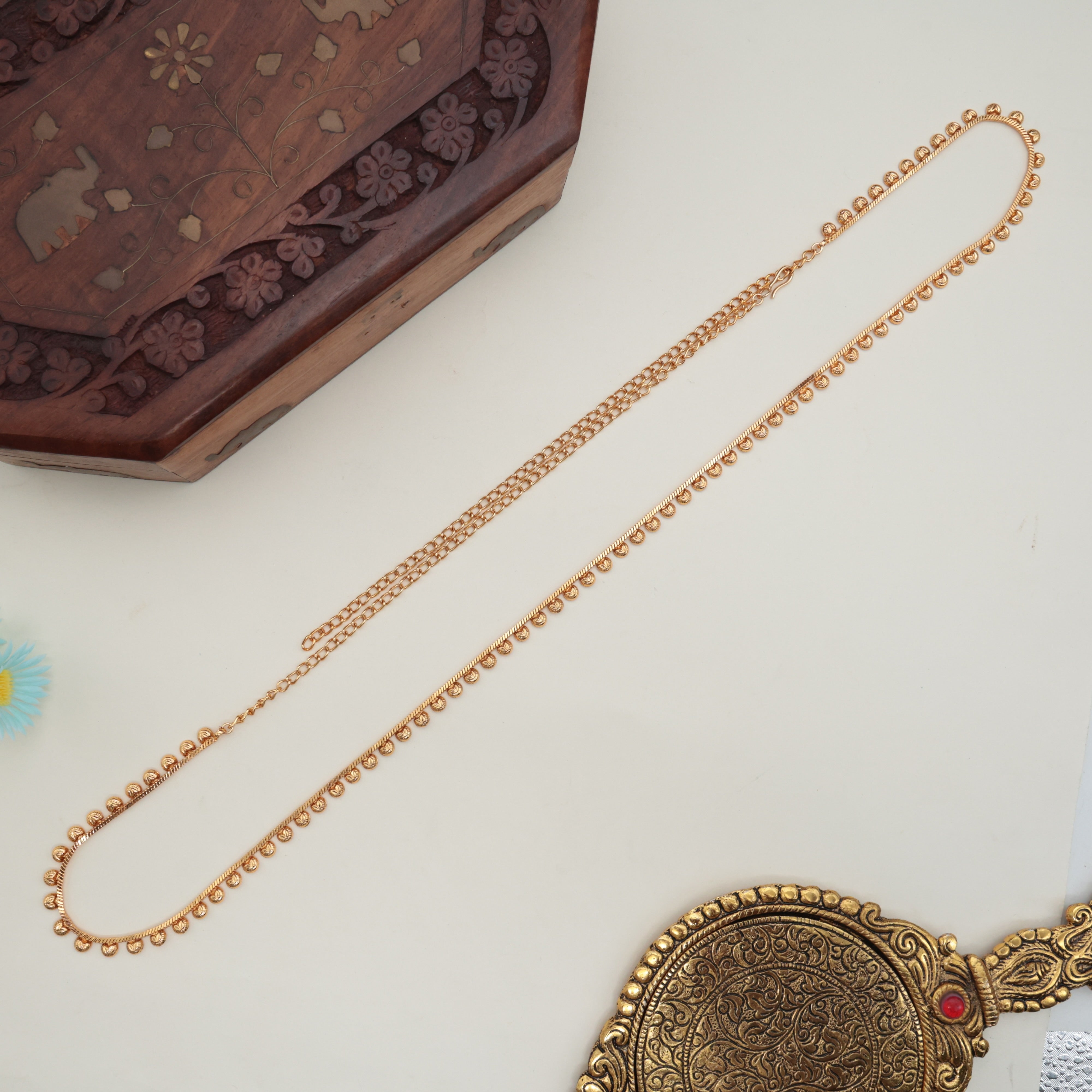 Real Gold Tone Simple Heart Drops Hip Chain