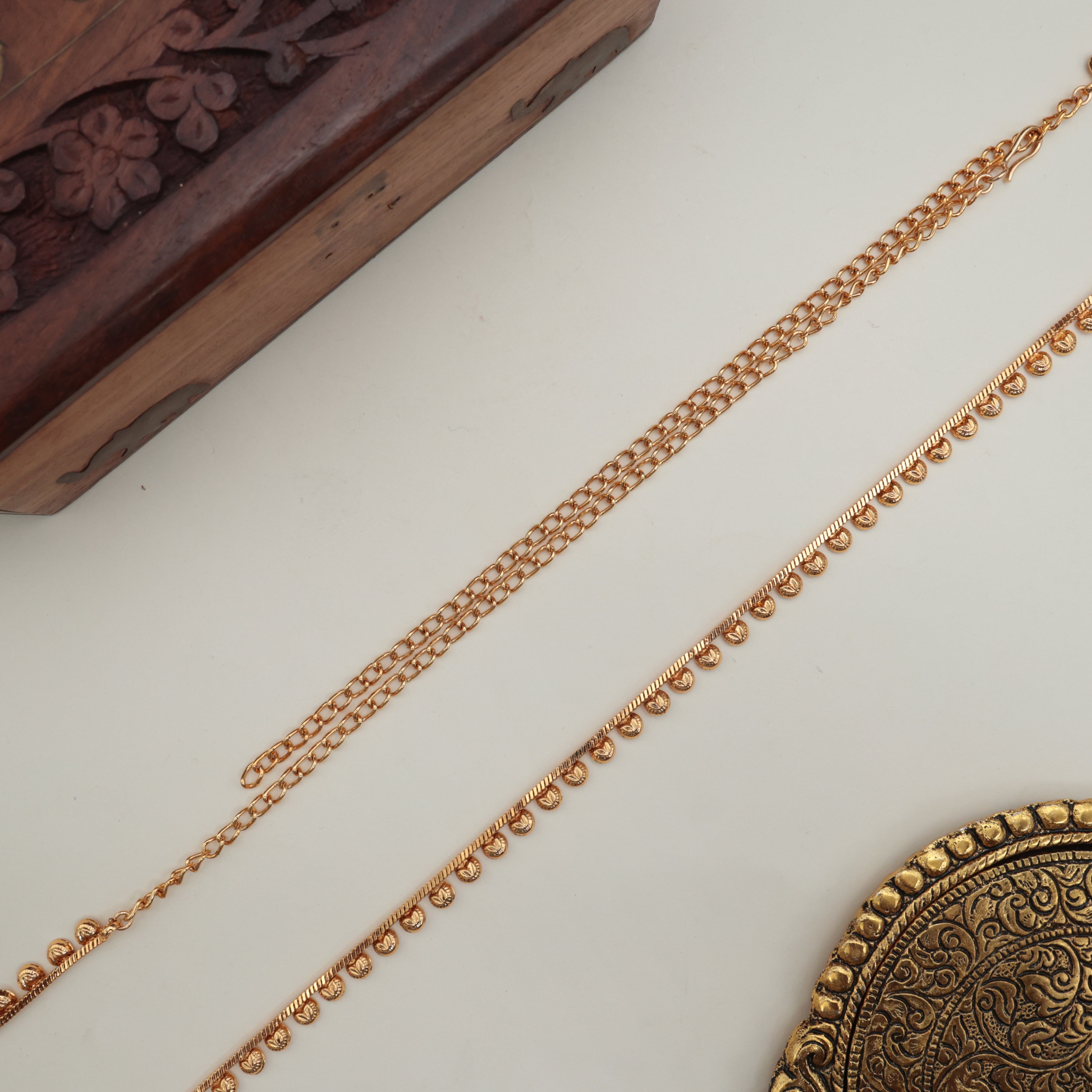 Real Gold Tone Simple Heart Drops Hip Chain