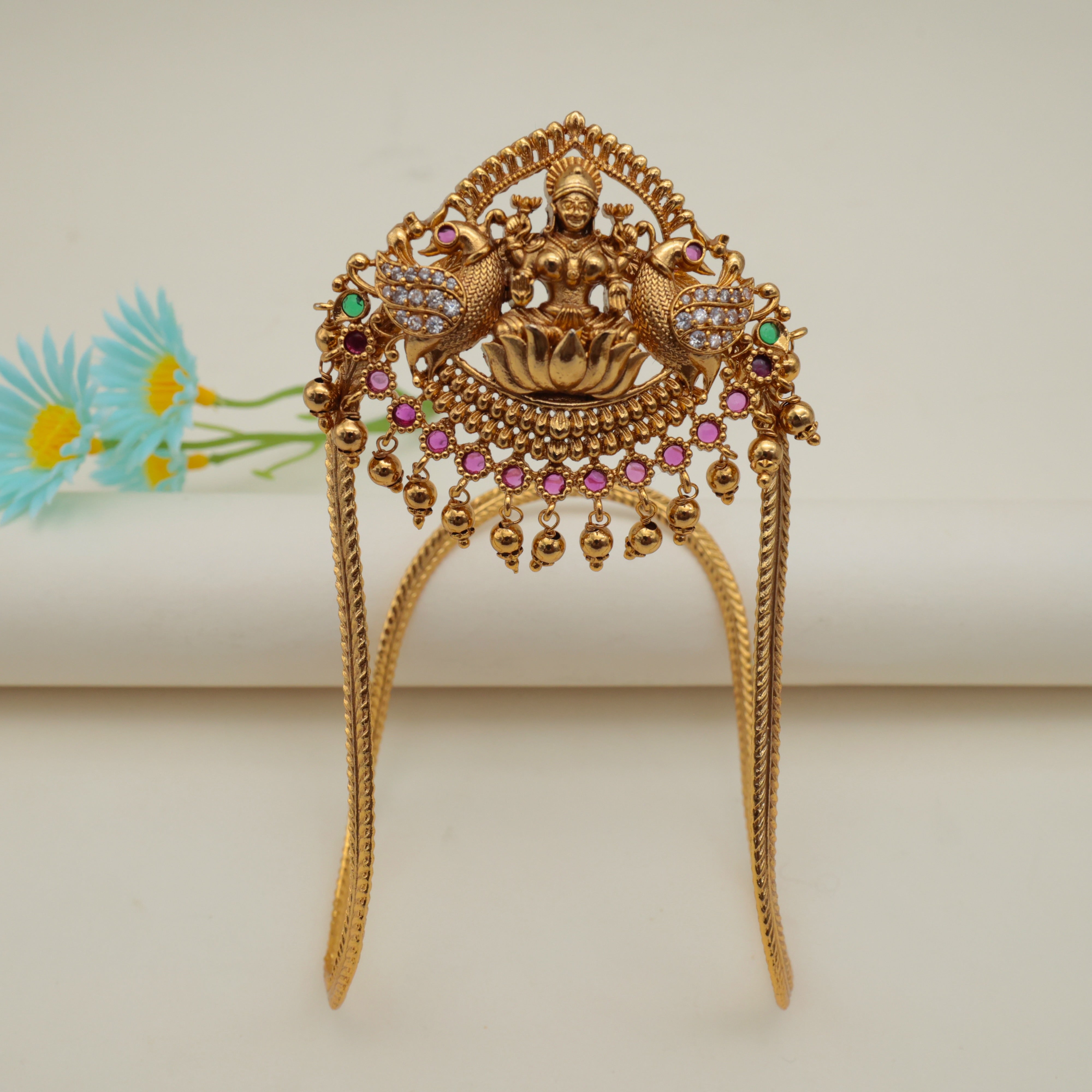 Antique AD Mahalakshmi With Peacock Bridal Single Vanki