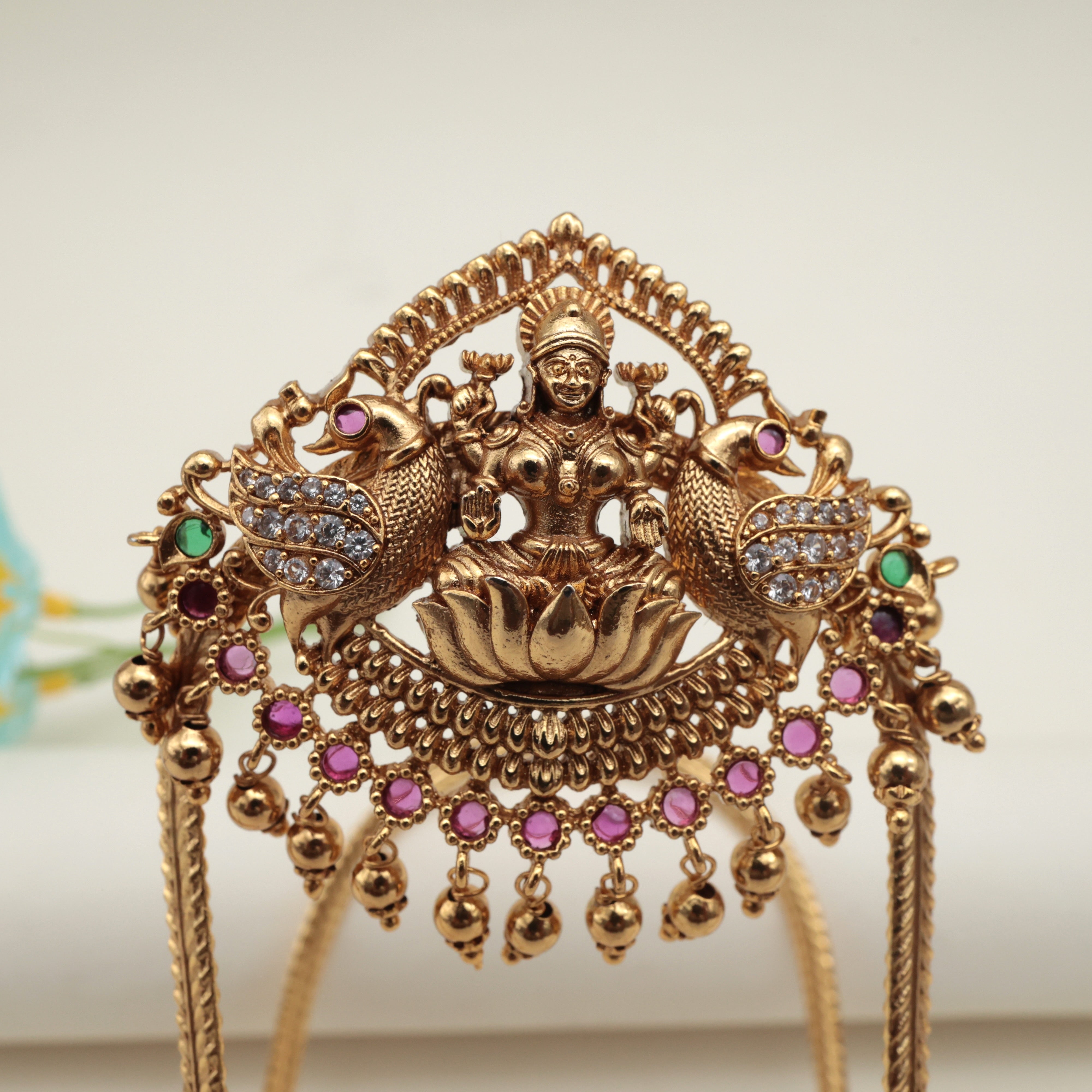 Antique AD Mahalakshmi With Peacock Bridal Single Vanki