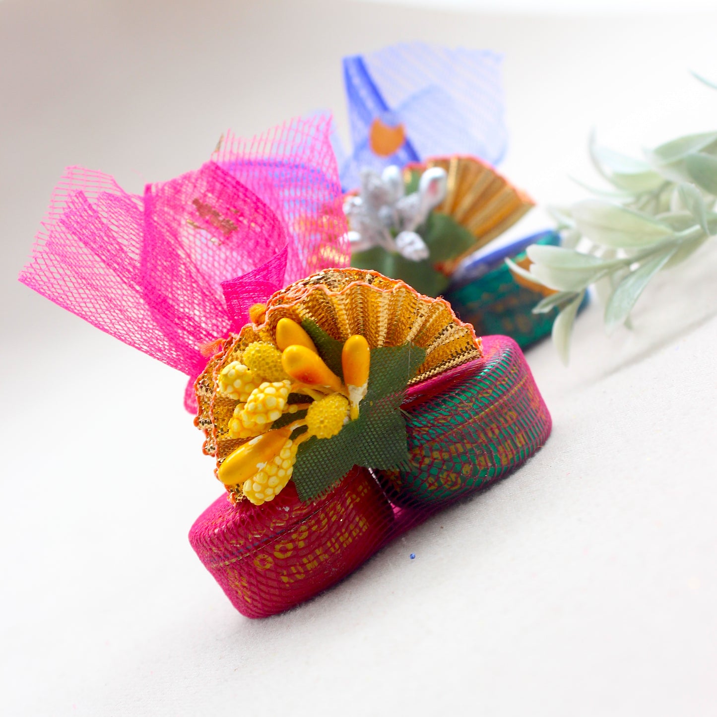 Handmade Haldi Kumkum Box Set with Net Pollen Flowers Return Gift Pack - Made to Order