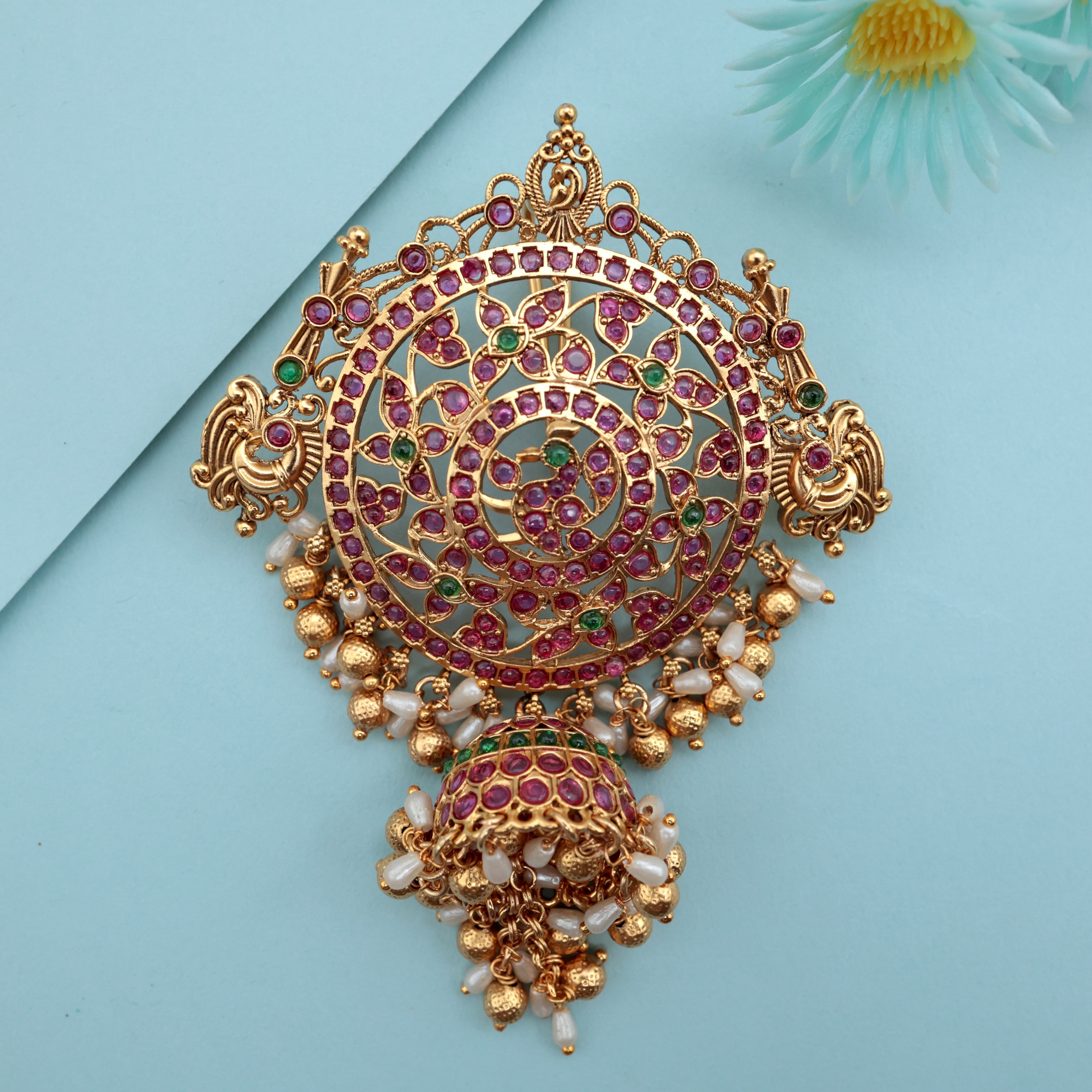 Antique Kemp Big Chakra bridal Hair Choti/Jada Billa