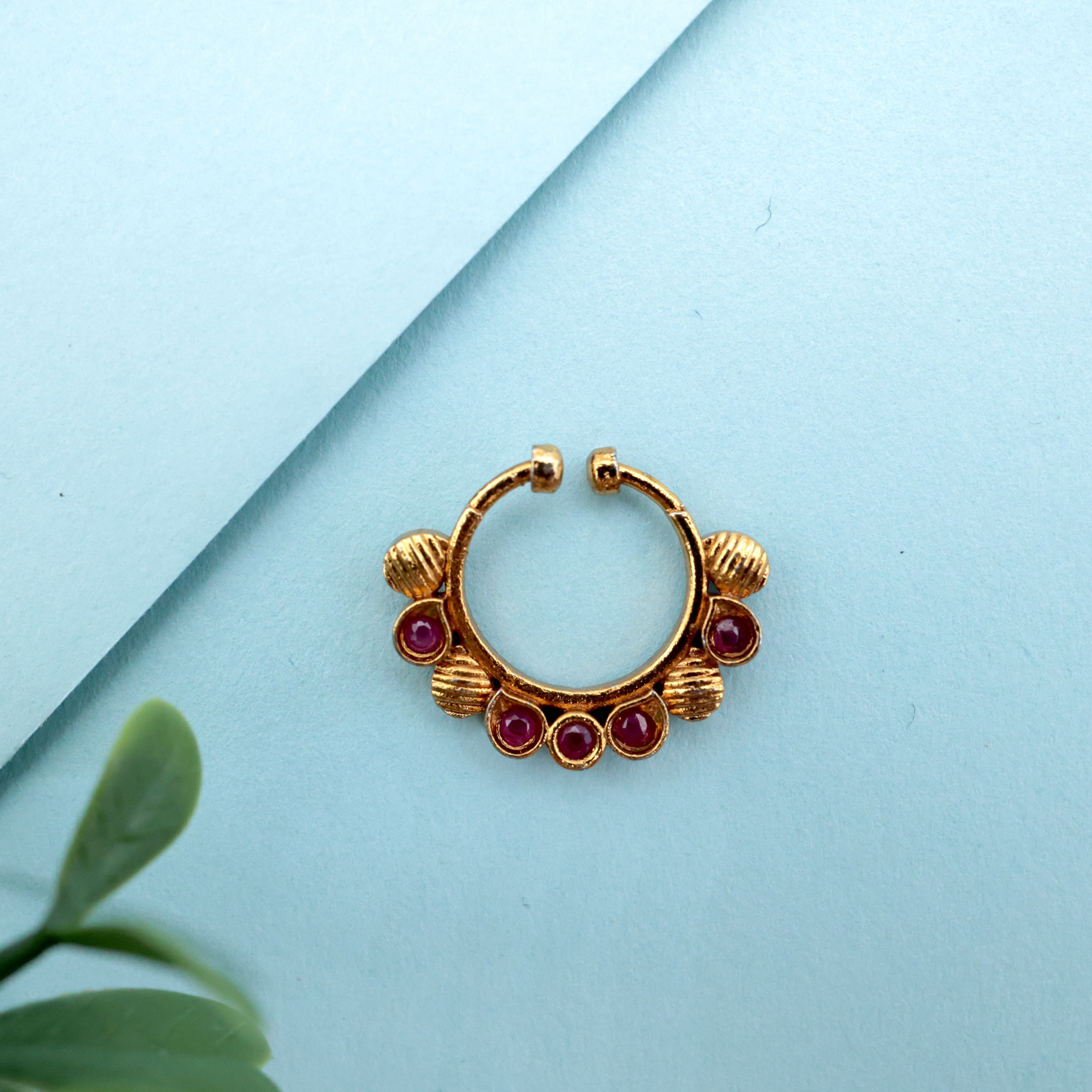 AD Antique Designer Nose Septum Ring - No Piercing Needed