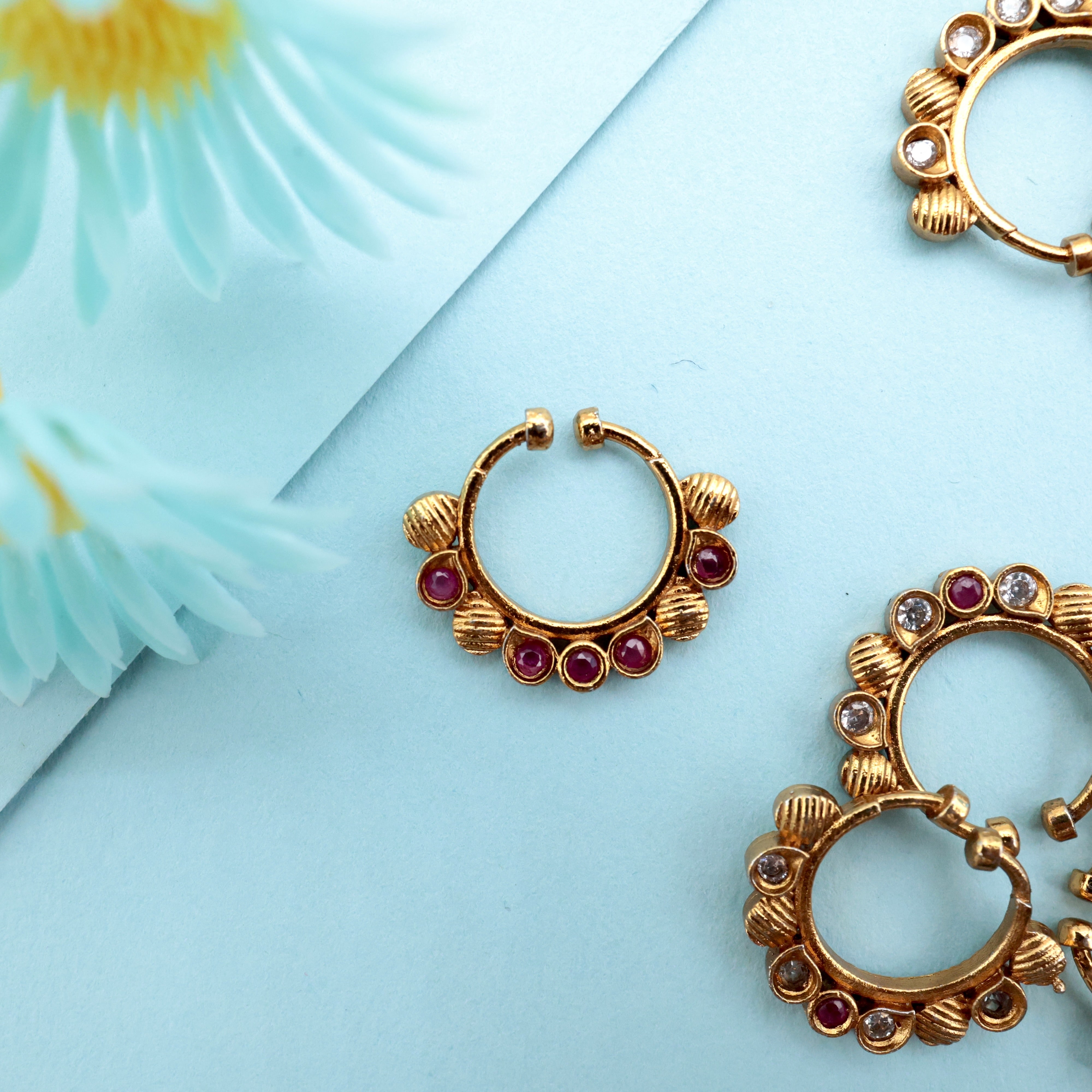 AD Antique Designer Nose Septum Ring - No Piercing Needed