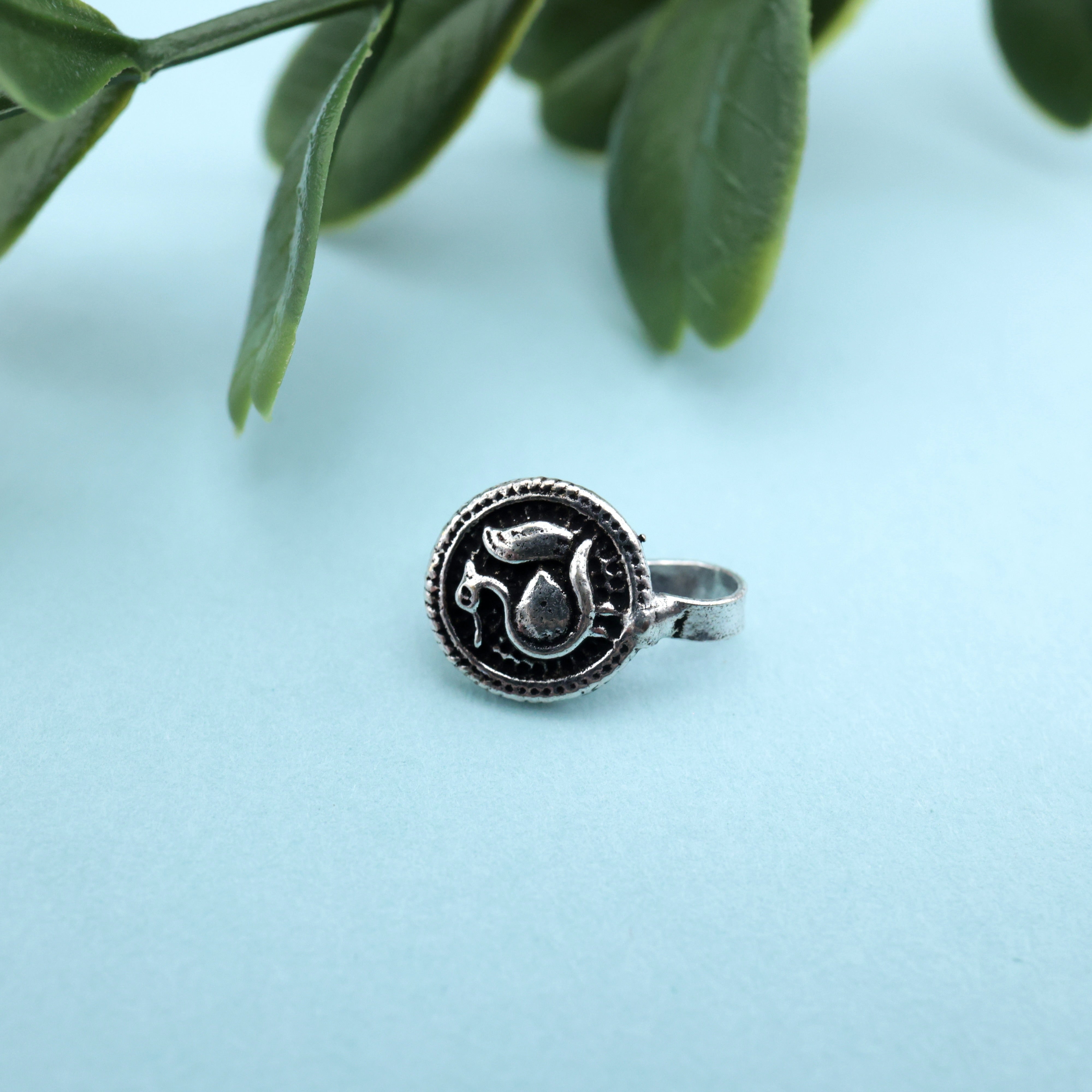 German Silver Oxidised Annapakshi Clip On Nosepin - German Silver Nose Pins For Non-Pierced Nose