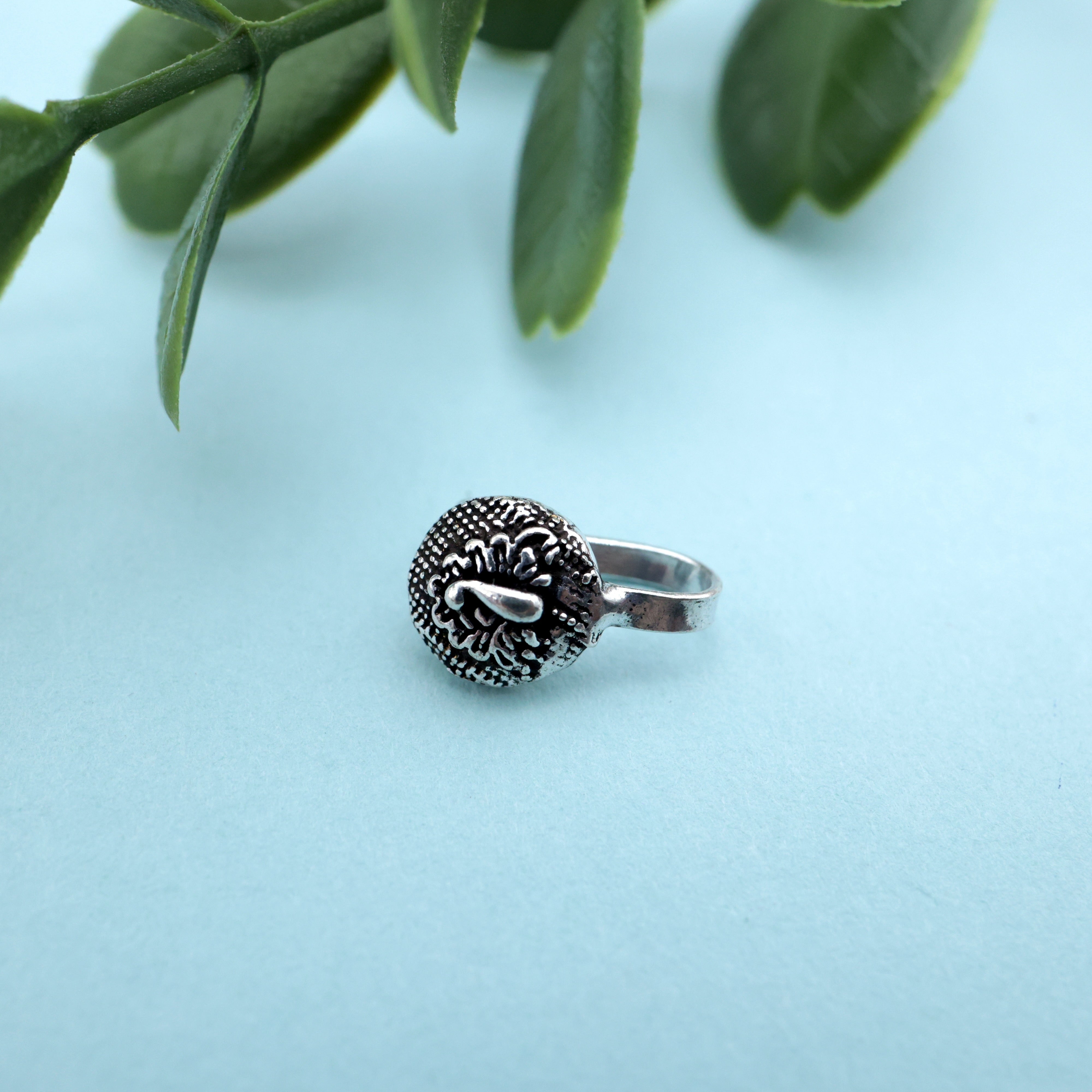 German Silver Oxidised Dancing Peacock Clip On Nosepin - German Silver Nose Pins For Non-Pierced Nose