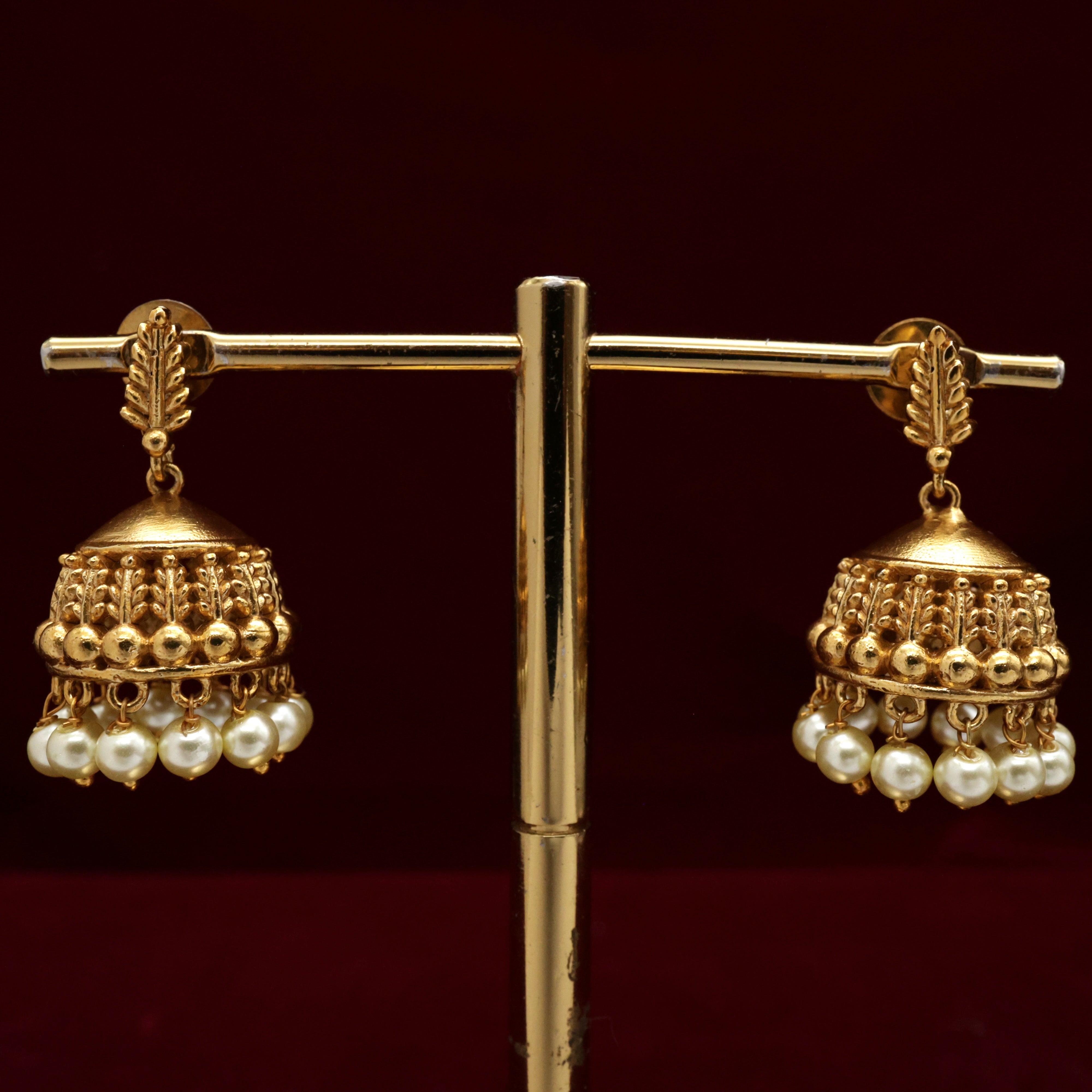 Small Antique Gold Leaf Jhumkas