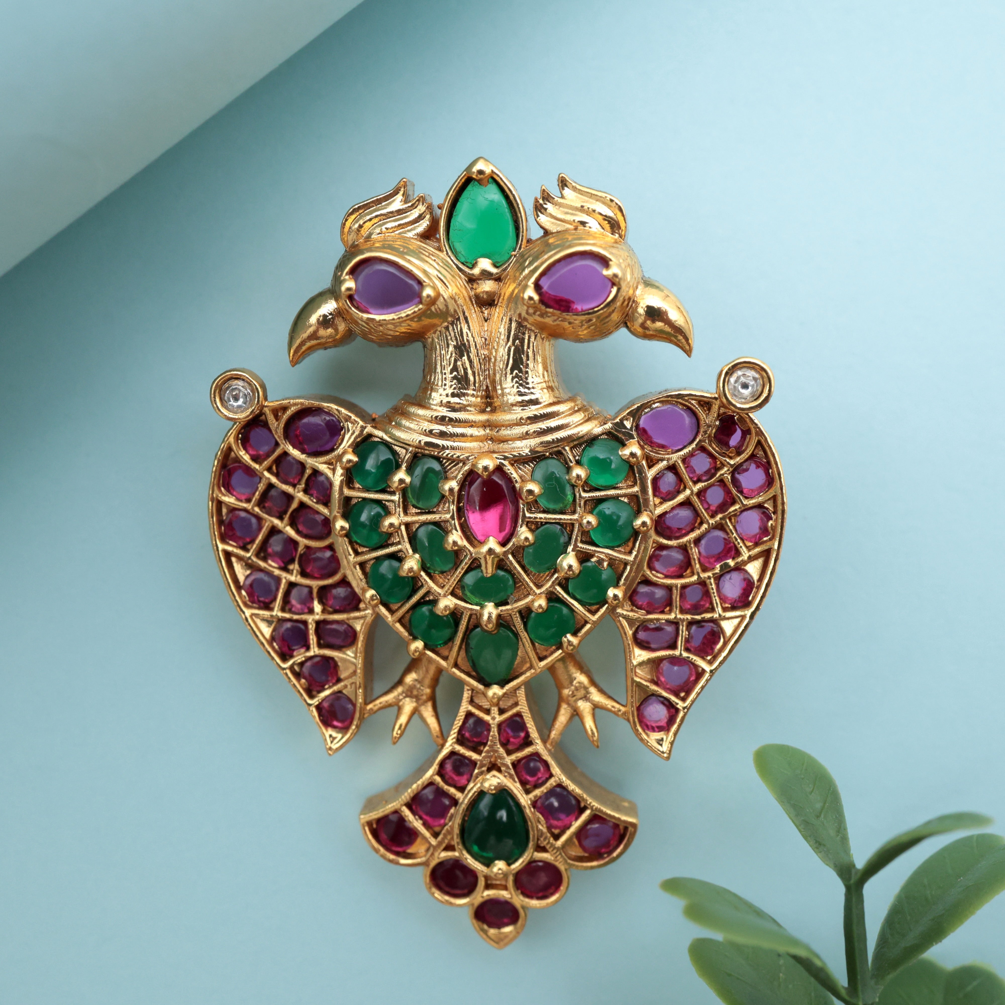 Premium Kemp Traditional Gandaberunda Detachable Pendant/Brooch Pin