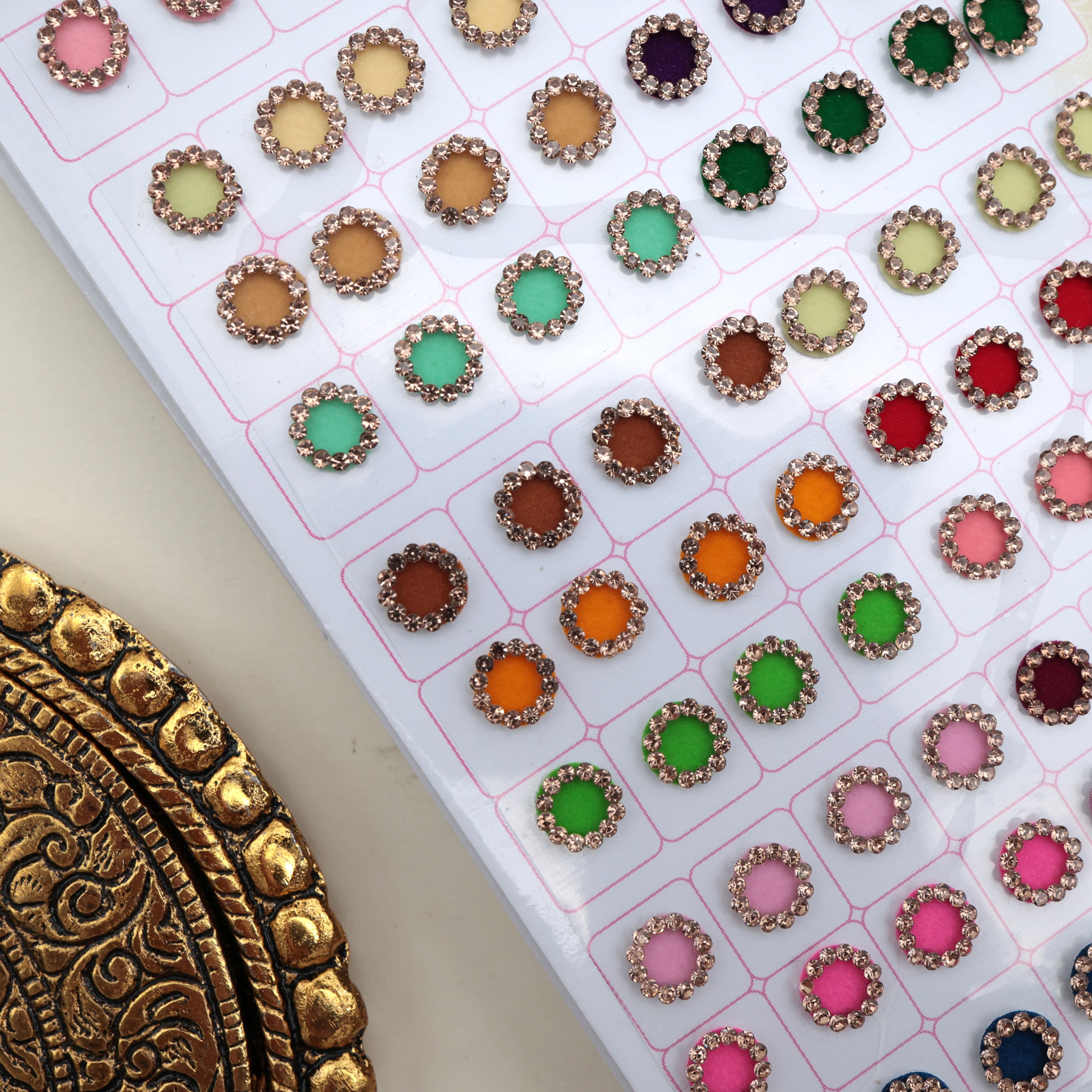 Navya Gold Premium Stone Border Bridal Fancy Velvet Bindis