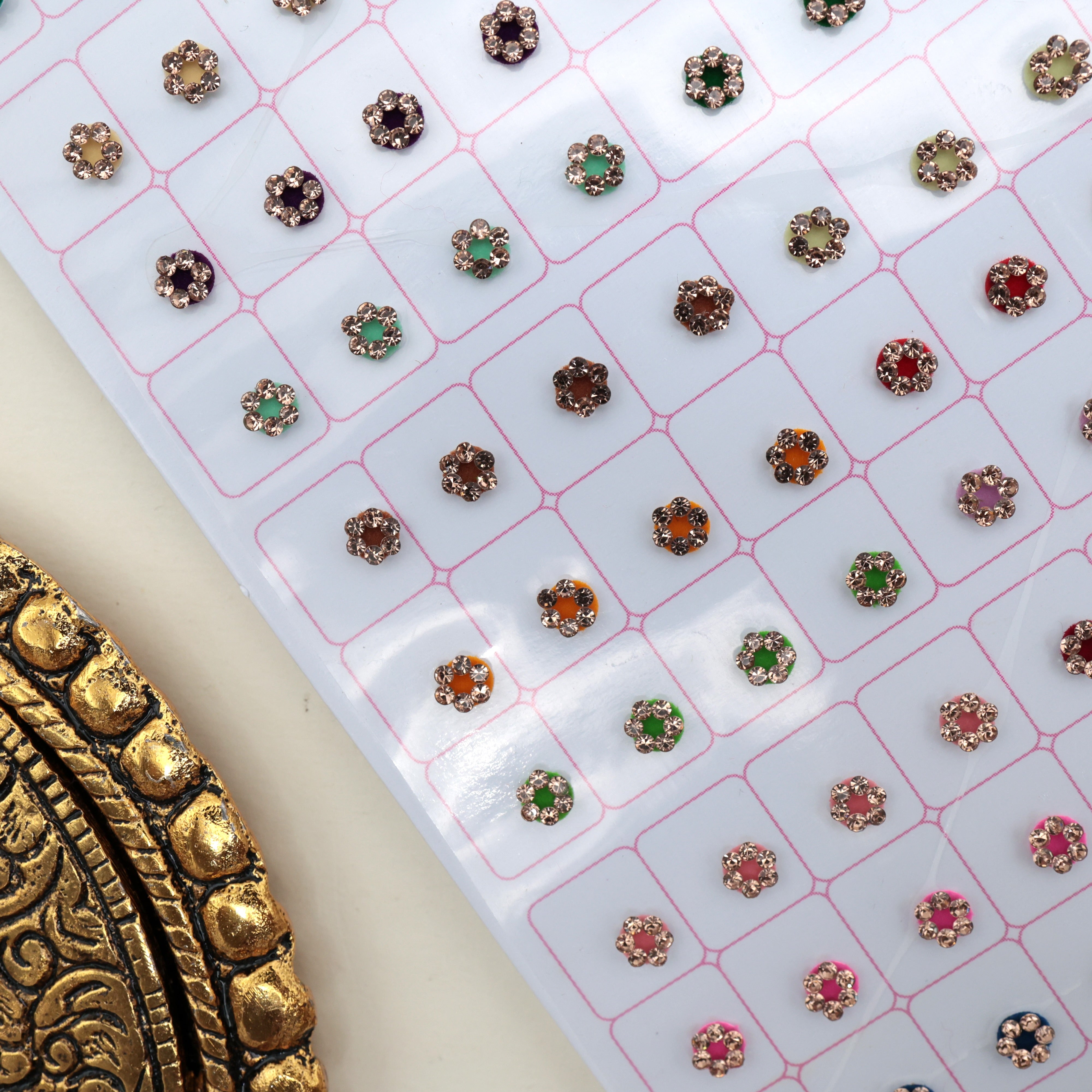 Navya Gold Premium Stone Border Bridal Fancy Velvet Bindis