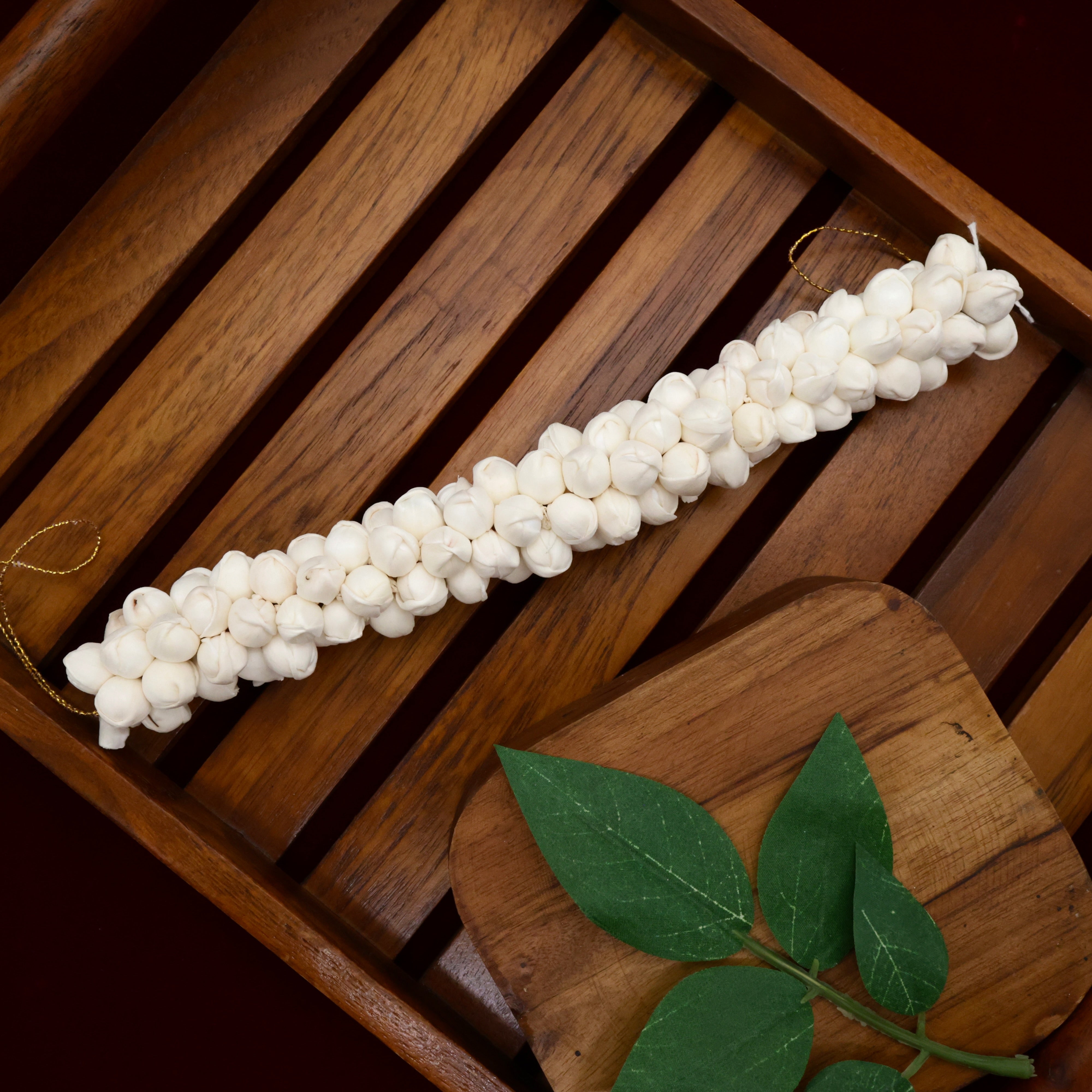 Bridal Hair Bun Artificial Flower Accessory - Soft Real Look Mogra/Jasmine/Malli - White