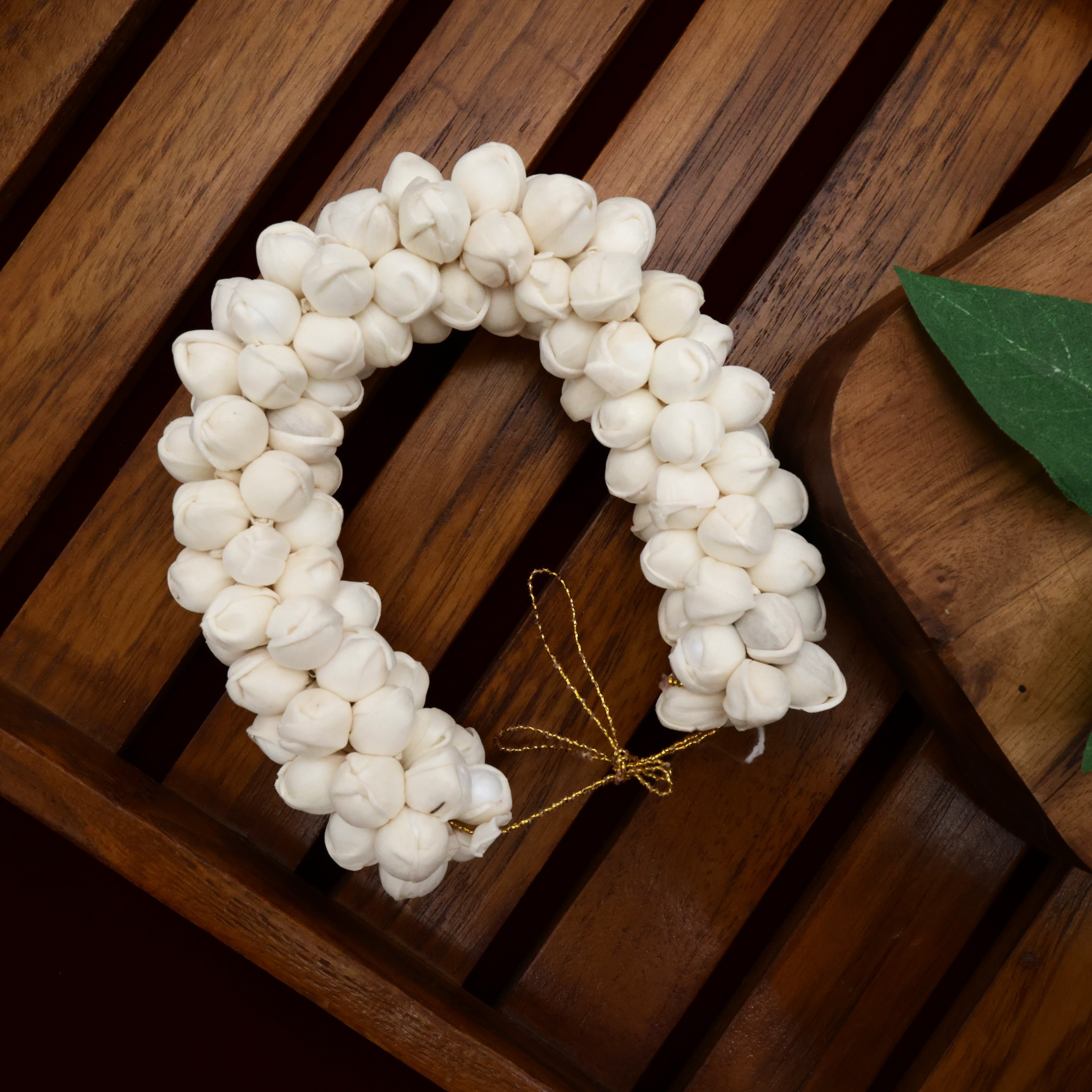 Bridal Hair Bun Artificial Flower Accessory - Soft Real Look Mogra/Jasmine/Malli - White