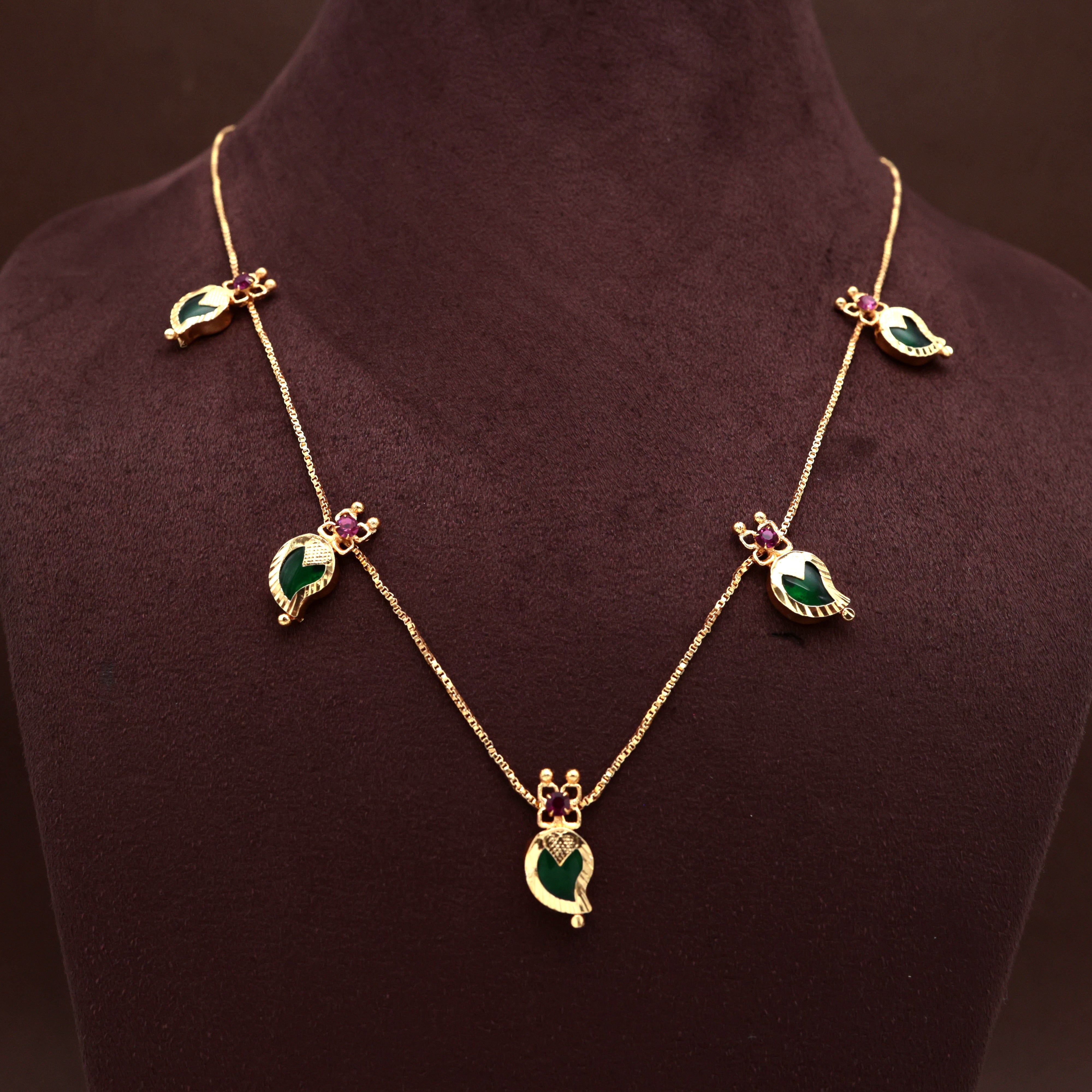 REAL GOLD TONE TRENDY MINIMAL KERALA MAANGA NECKLACE