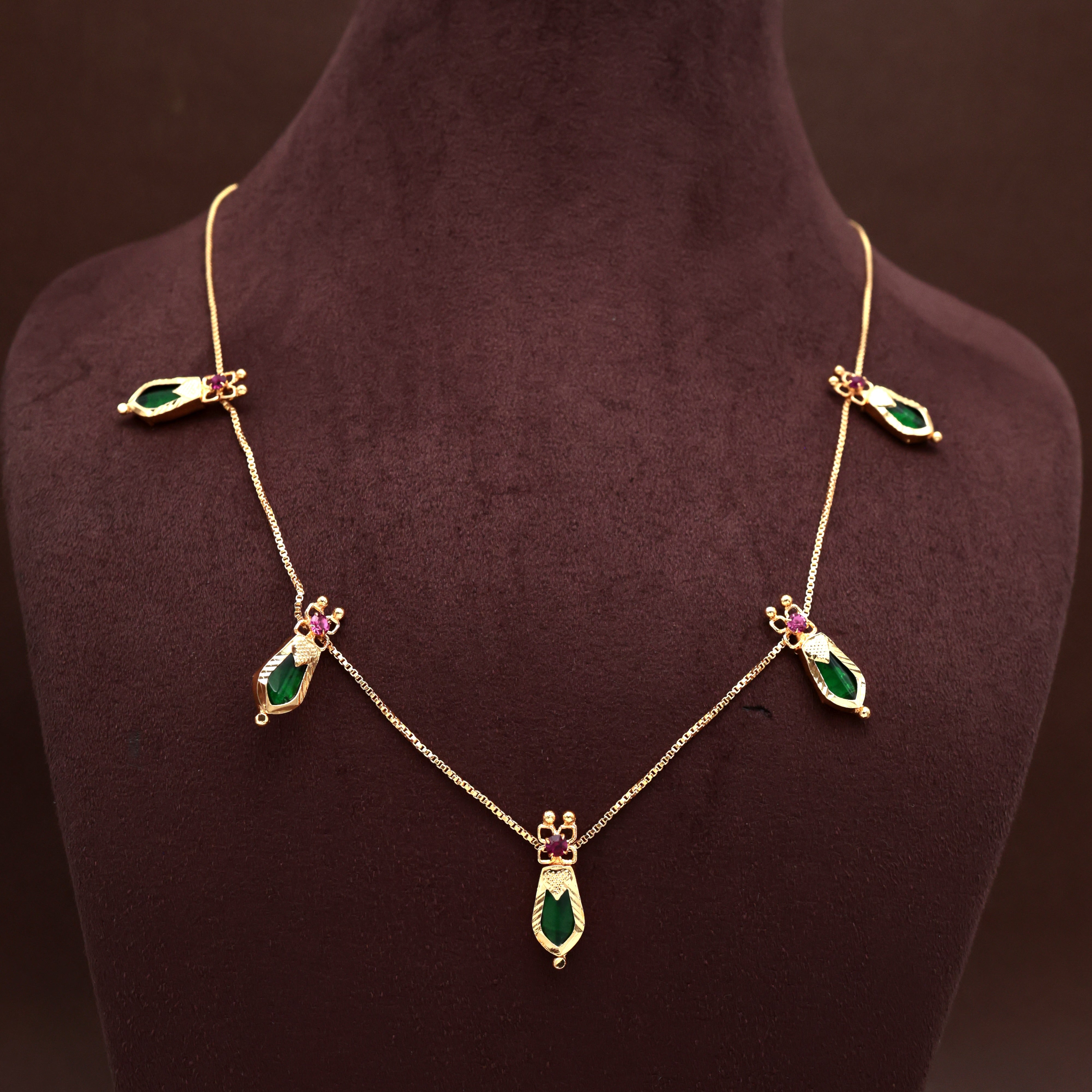 Real Gold Tone Trendy Minimal Kerala Nagapadam Necklace